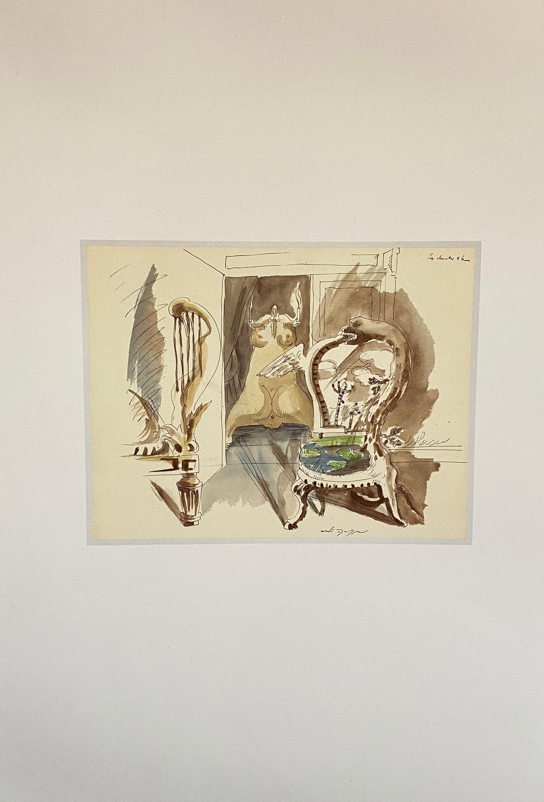 Litografia a colori astratta surrealista francese di Andre Masson