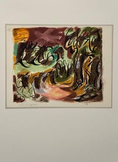 Litografia a colori astratta surrealista francese di Andre Masson