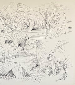 French Abstract Surrealist Lithograph Andre Masson Mourlot Paris Limited Edition