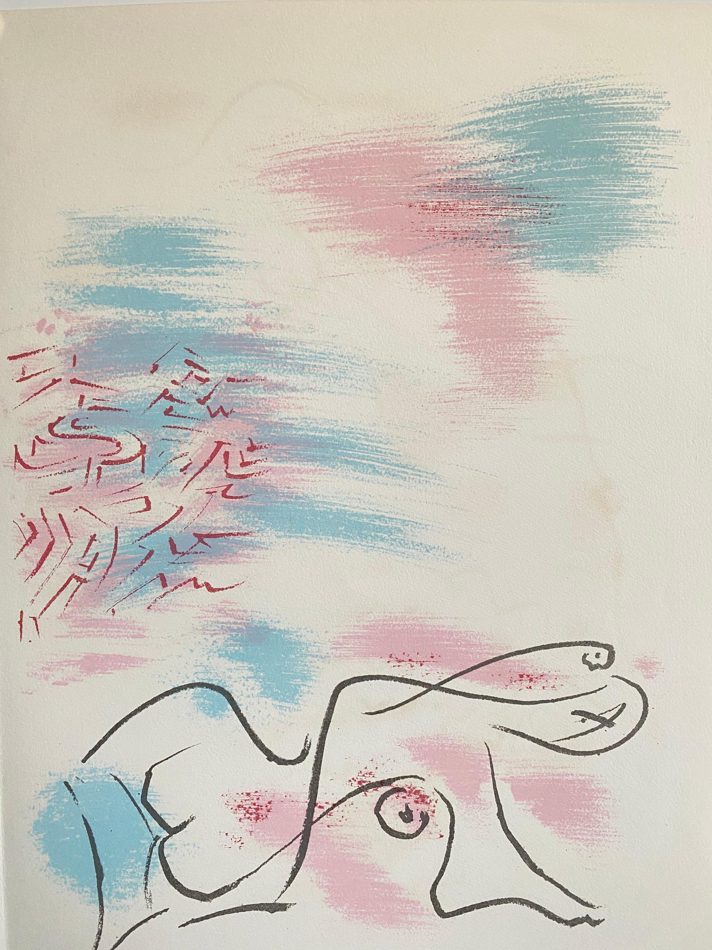 French Abstract Surrealist Lithograph Andre Masson Mourlot Paris Limited Edition - Print by André Masson