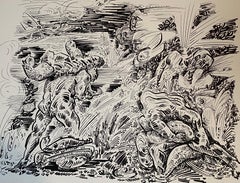 Französische abstrakte surrealistische Lithographie Andre Masson Mourlot Paris, limitierte Auflage