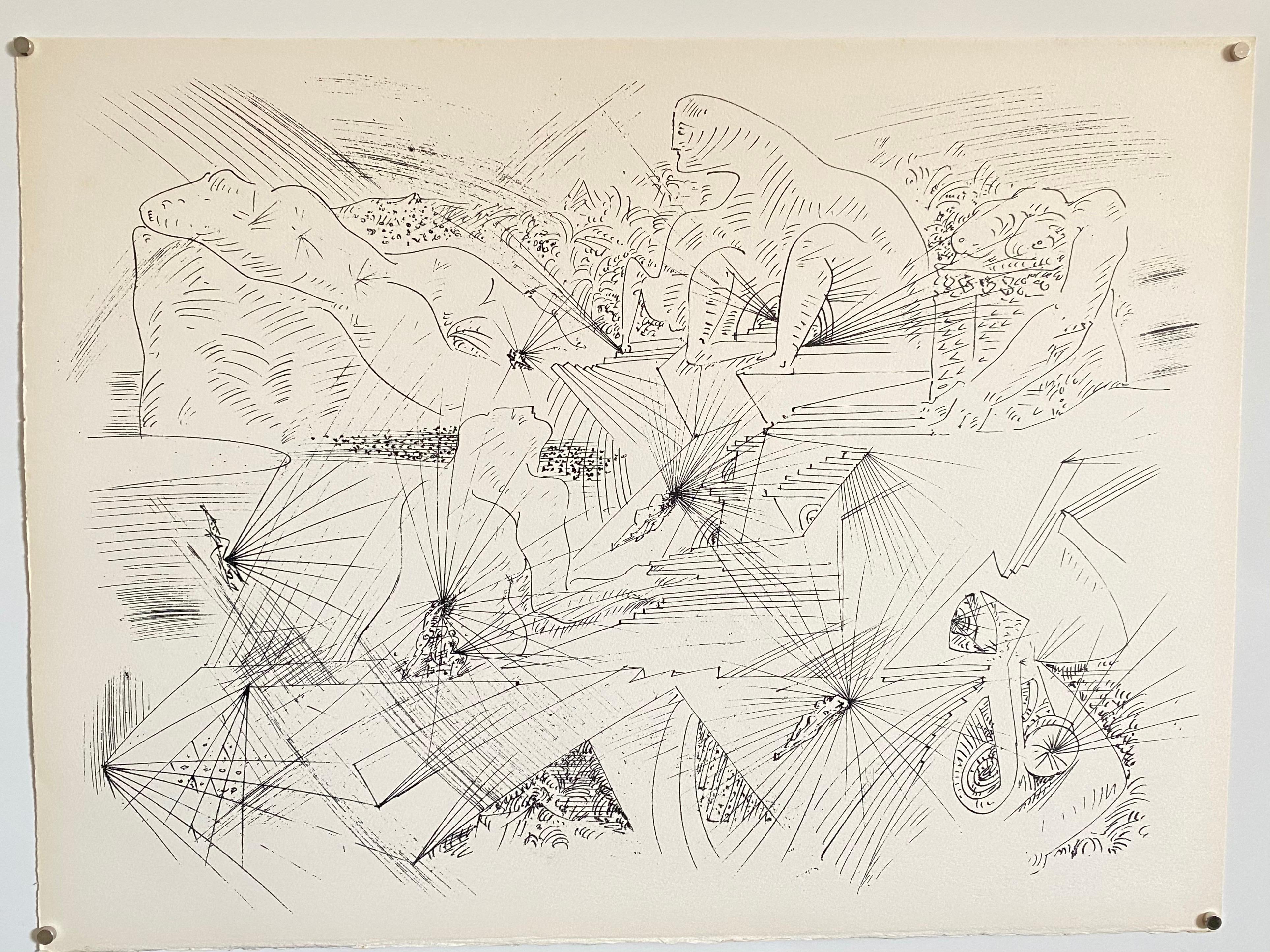 This is from the suite by Jean Paul Sartre and Andre Masson, Limited edition of 175. published by Fernand Mourlot, 1961. The portfolio is numbered #29/175 and hand signed by Andre Masson, the individual sheets are not hand signed or numbered. It is