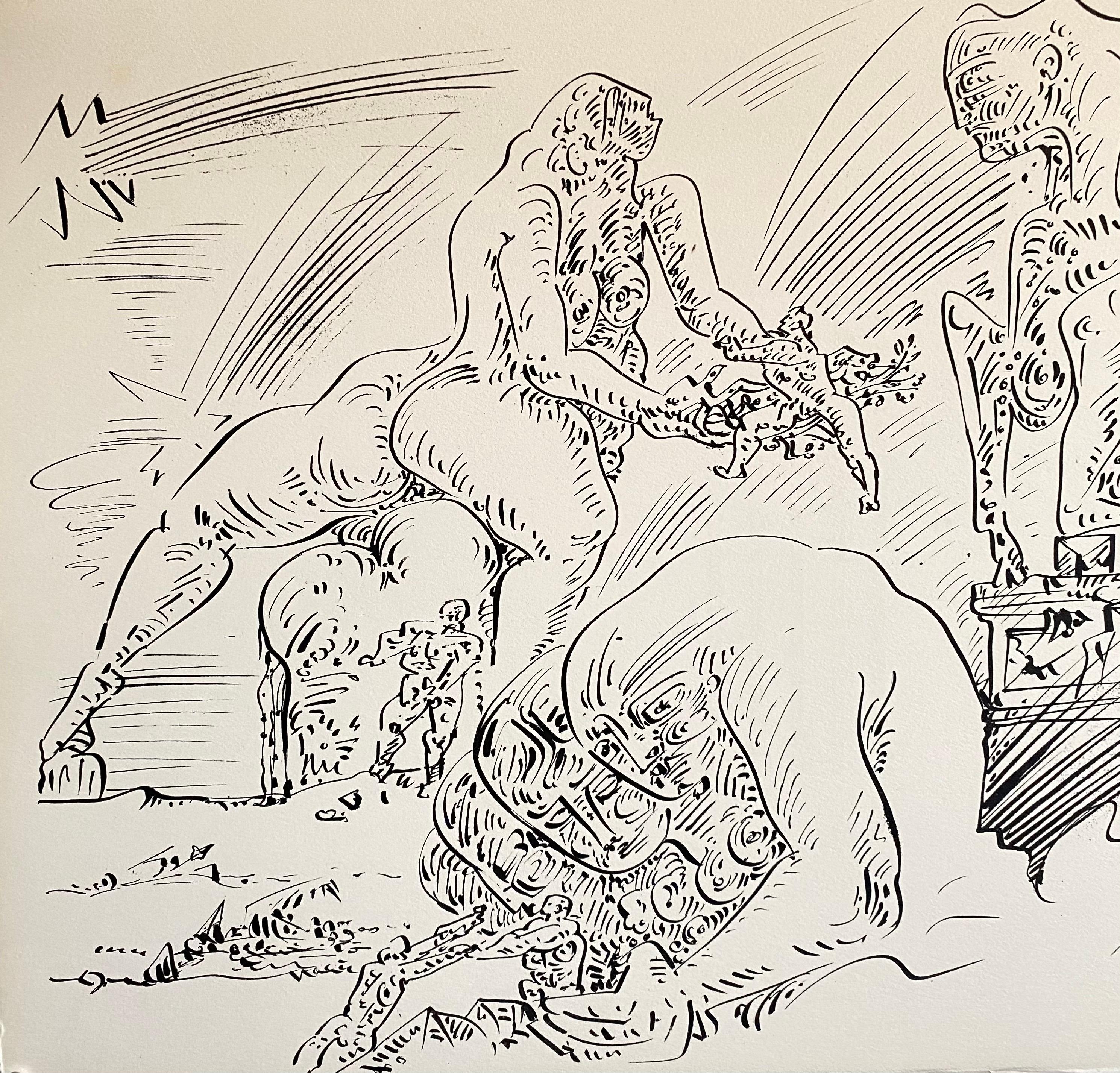 This is from the suite by Jean Paul Sartre and Andre Masson, Limited edition of 175. published by Fernand Mourlot, 1961. The portfolio is numbered #29/175 and hand signed by Andre Masson, the individual sheets are not hand signed or numbered. It is
