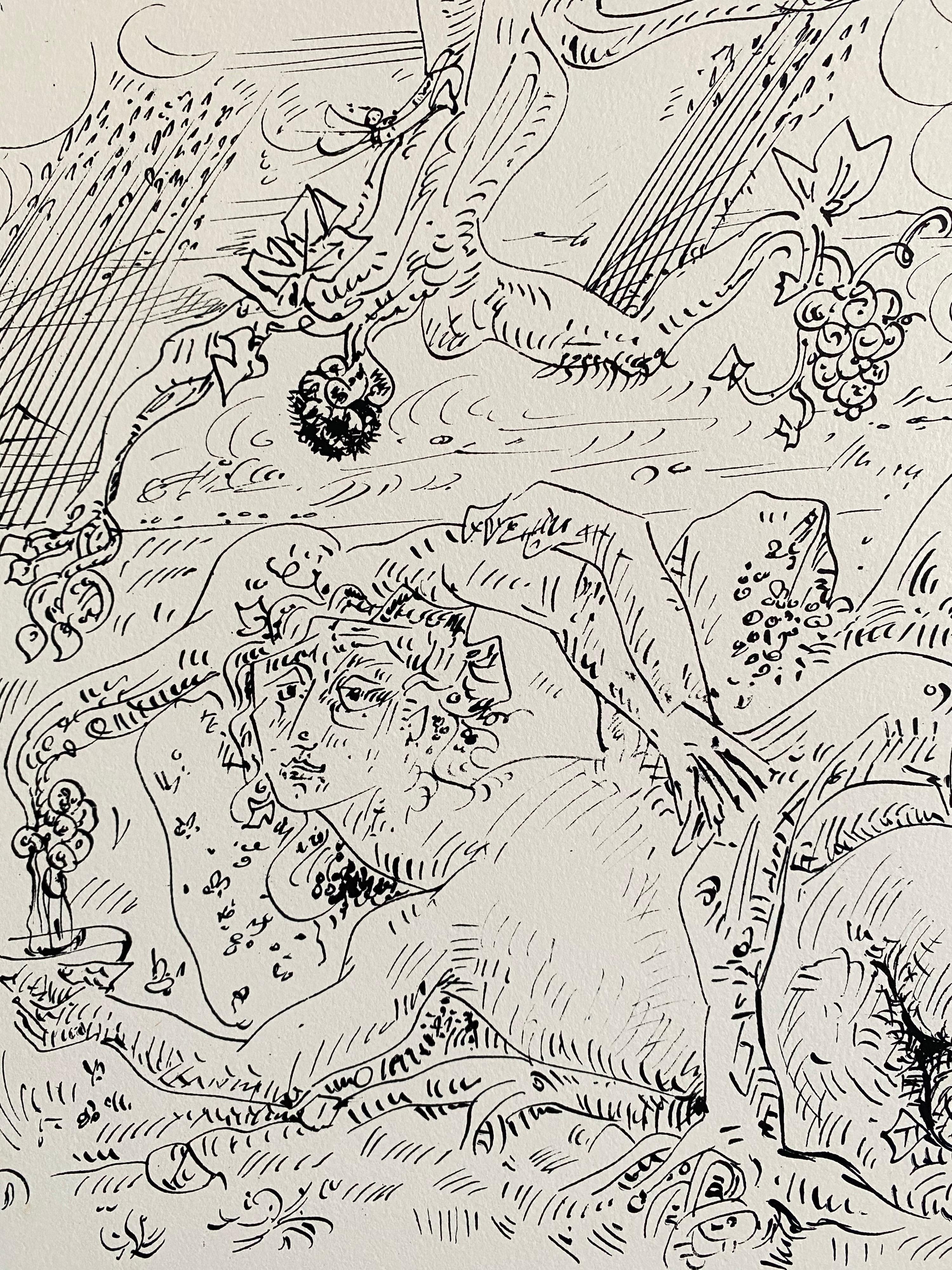 Litografia astratta surrealista francese Andre Masson Mourlot Paris Edizione limitata - Figurative Print Beige di André Masson