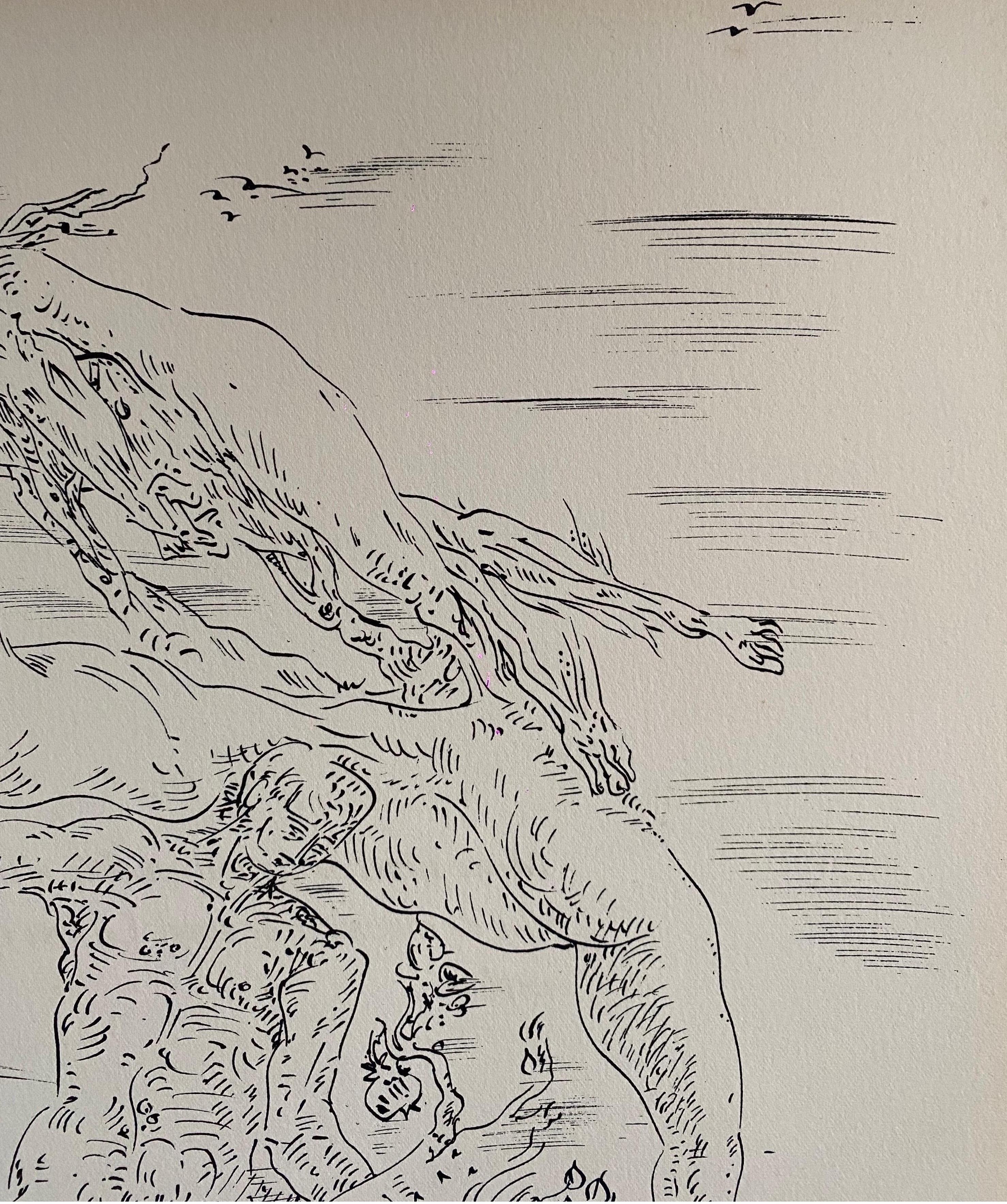 Litografia astratta surrealista francese Andre Masson Mourlot Paris Edizione limitata - Abstract Print Beige di André Masson