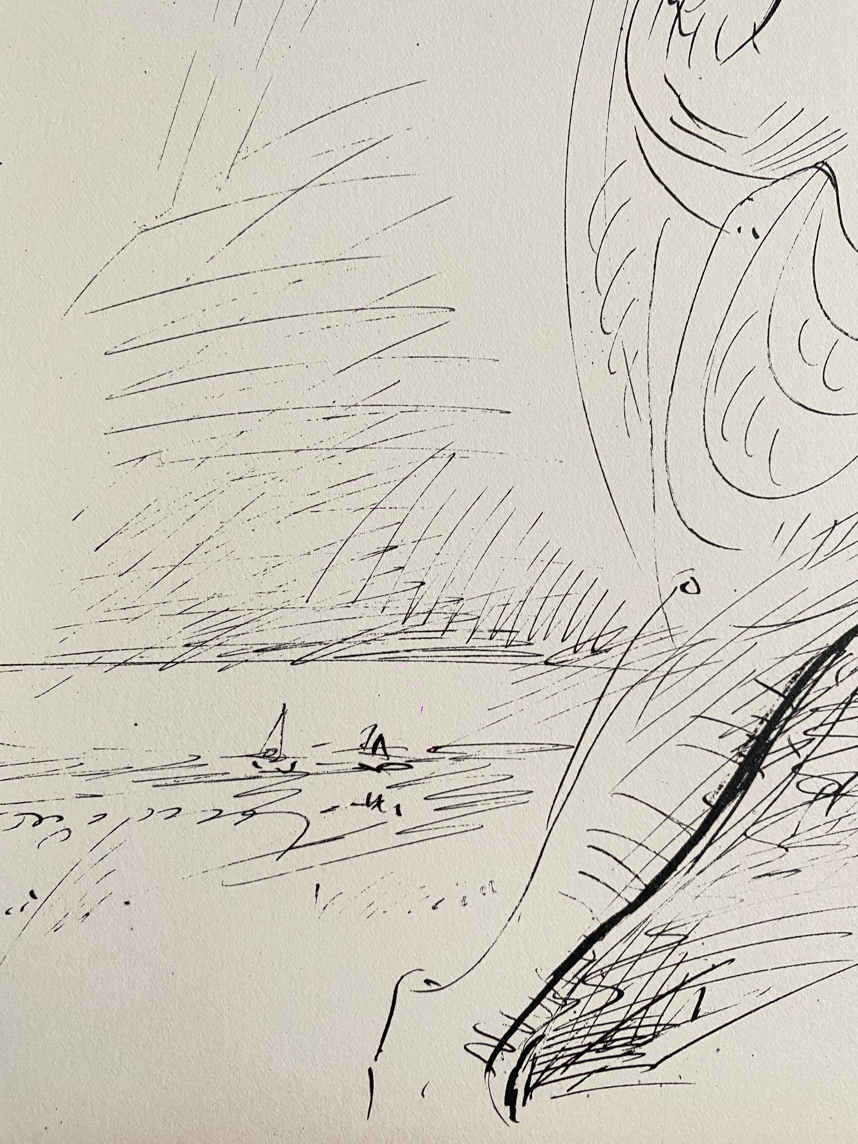 Litografia astratta surrealista francese Andre Masson Mourlot Paris Edizione limitata - Abstract Print Beige di André Masson