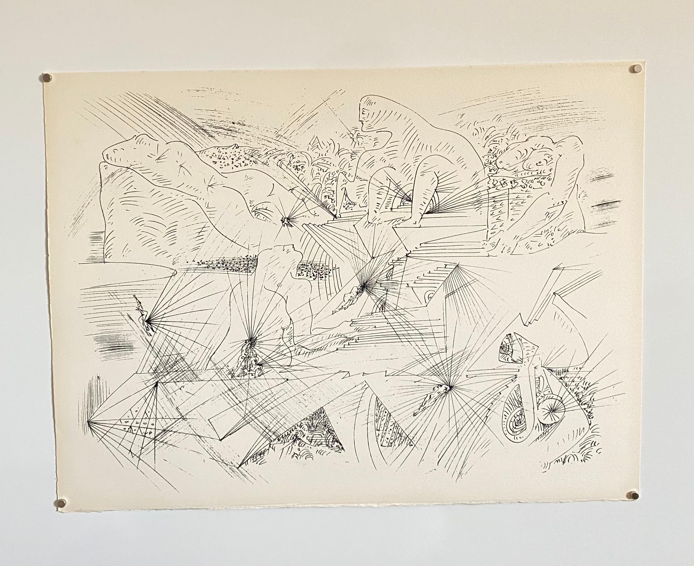 French Abstract Surrealist Lithograph Andre Masson Mourlot Paris Limited Edition For Sale 1