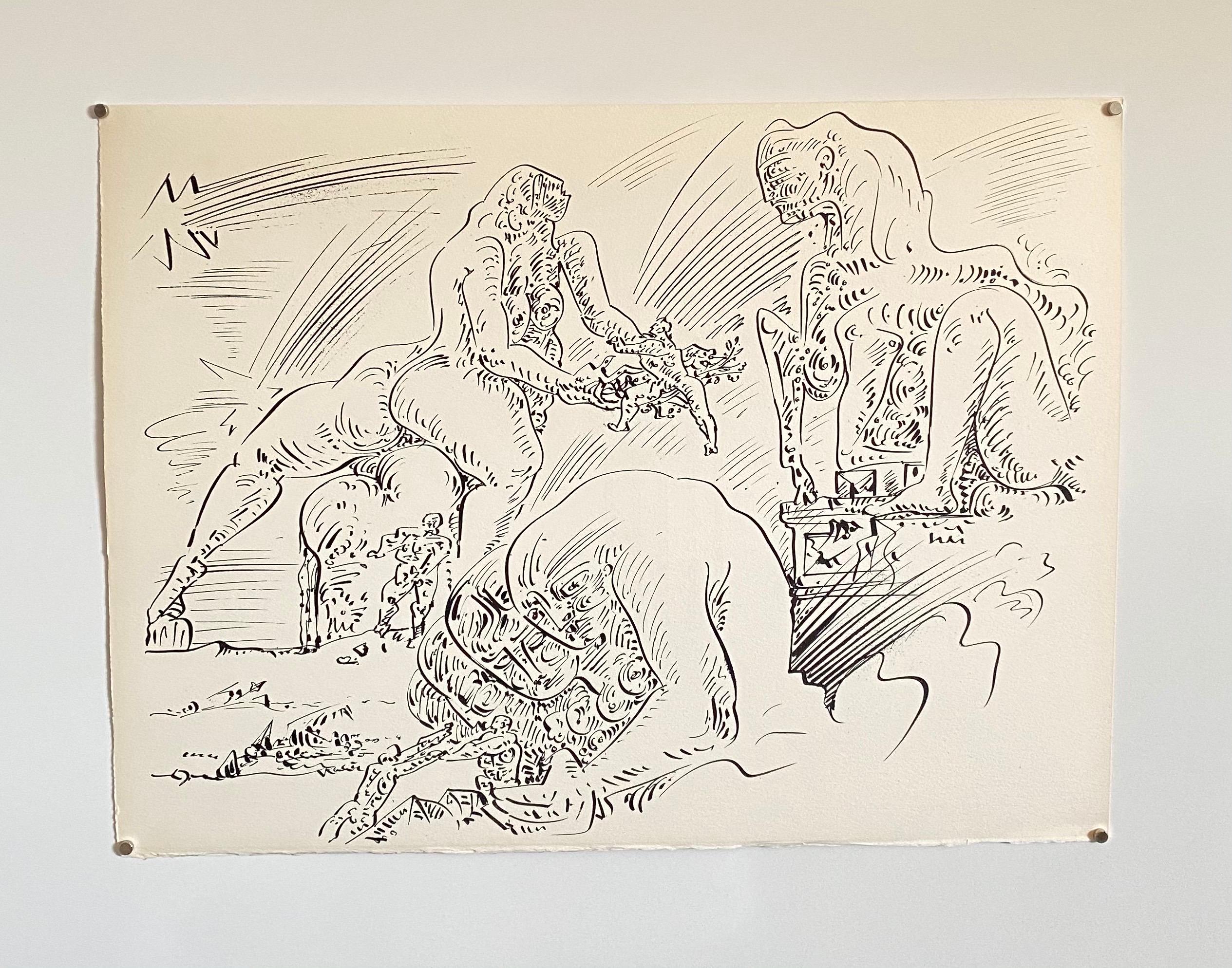 French Abstract Surrealist Lithograph Andre Masson Mourlot Paris Limited Edition For Sale 1