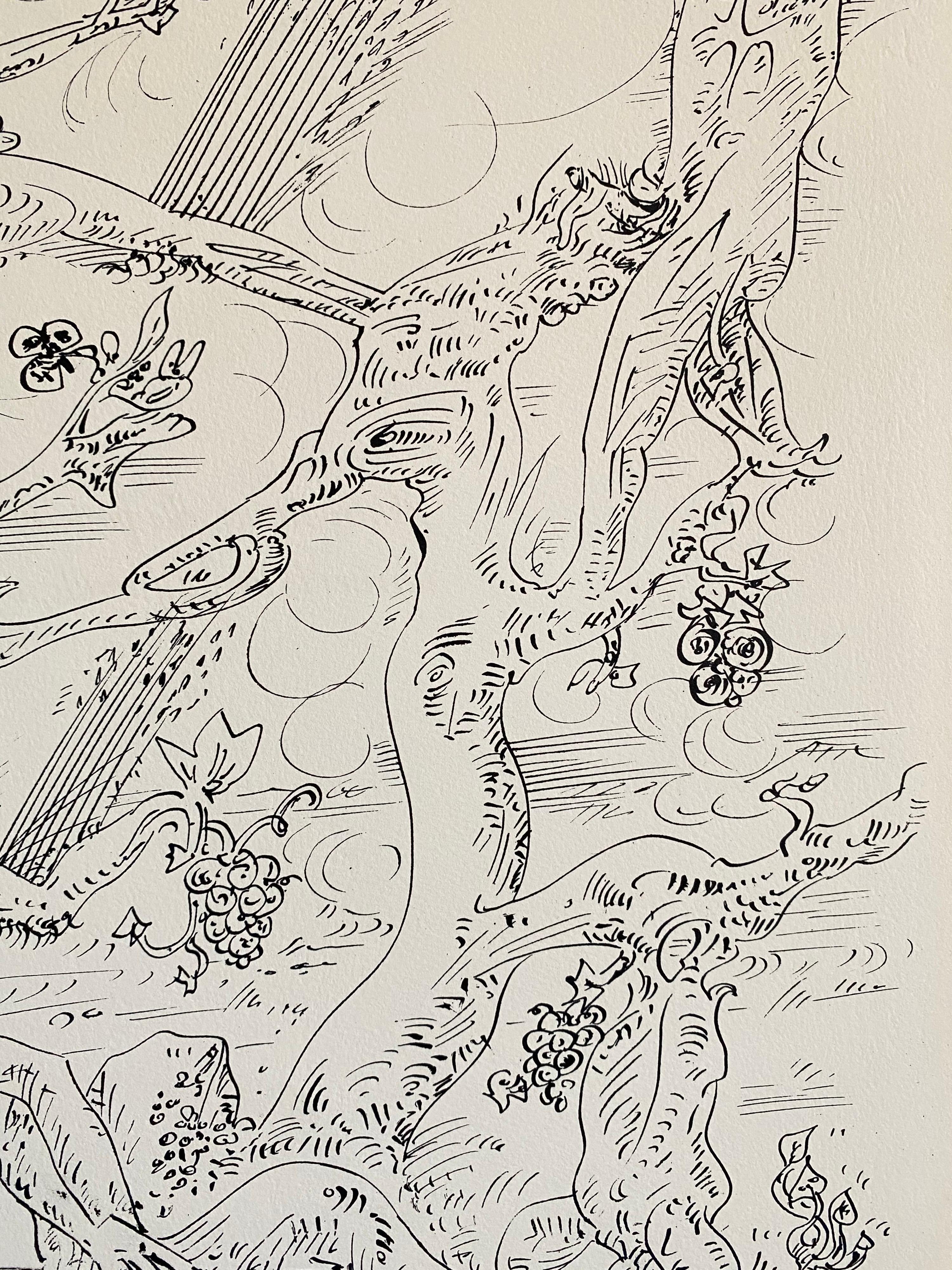 Questo è tratto dalla suite di Jean Paul Sartre e Andre Masson, edizione limitata a 175 esemplari, pubblicata da Fernand Mourlot, 1961. La cartella è numerata #29/175 e firmata a mano da Andre Masson, mentre i singoli fogli non sono firmati o