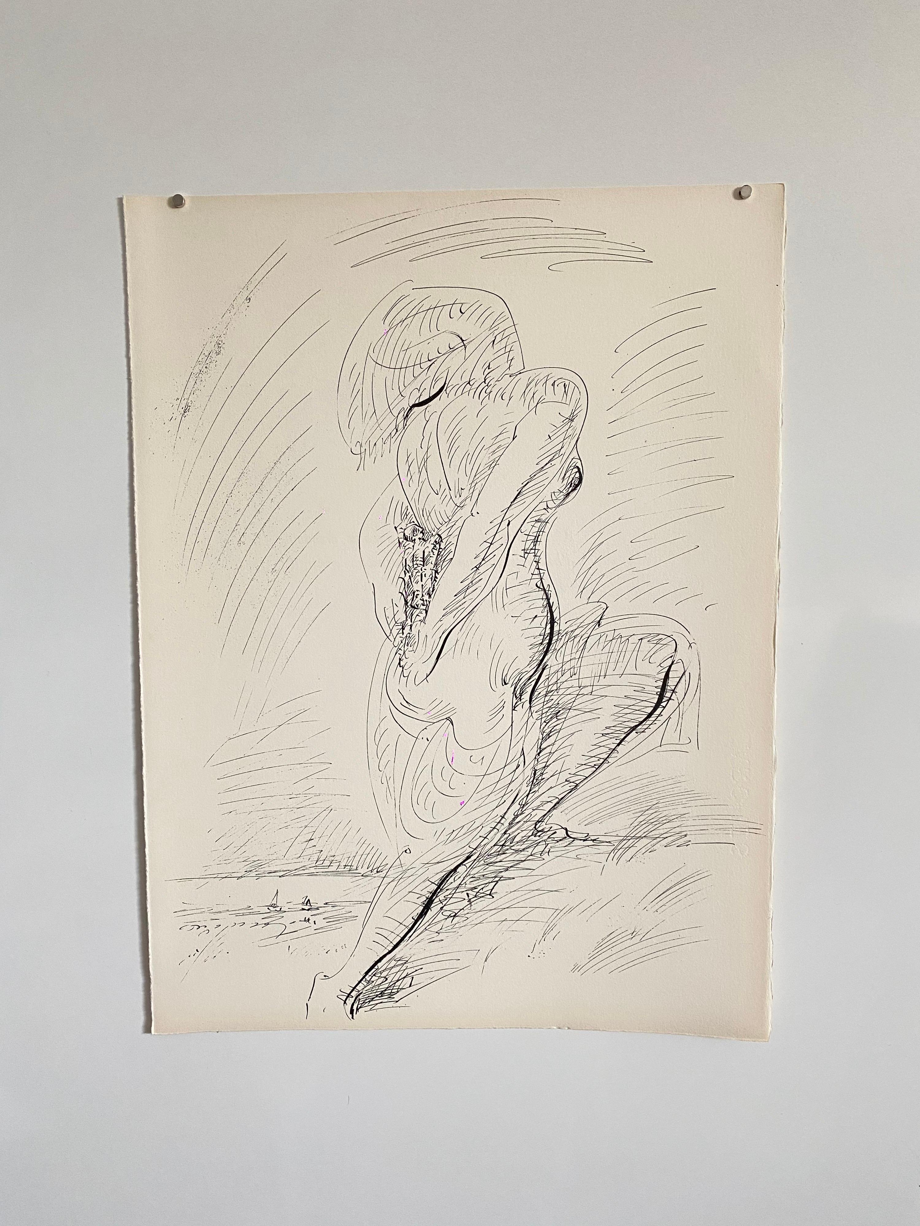Questo è tratto dalla suite di Jean Paul Sartre e Andre Masson, edizione limitata a 175 esemplari, pubblicata da Fernand Mourlot, 1961. La cartella è numerata #29/175 e firmata a mano da Andre Masson, mentre i singoli fogli non sono firmati o