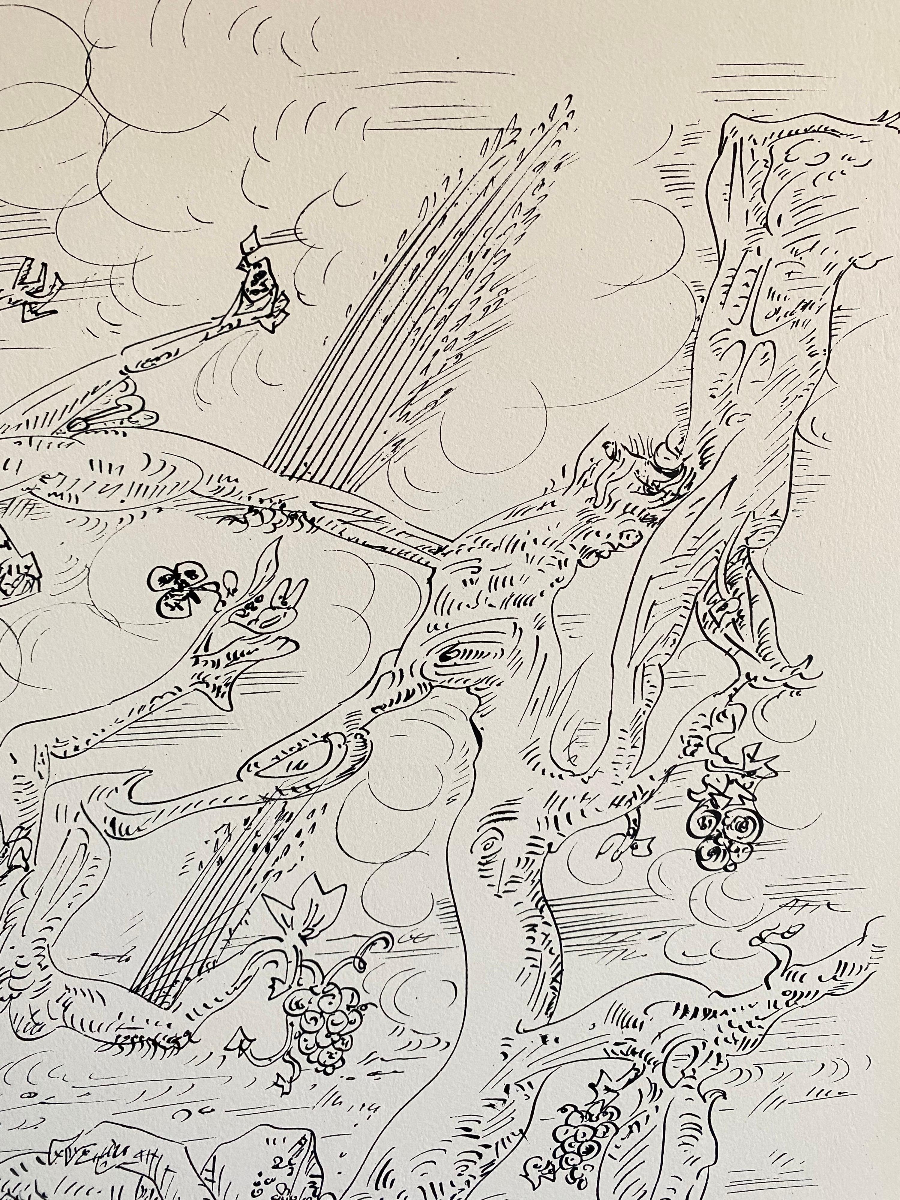 Litografia astratta surrealista francese Andre Masson Mourlot Paris Edizione limitata in vendita 1