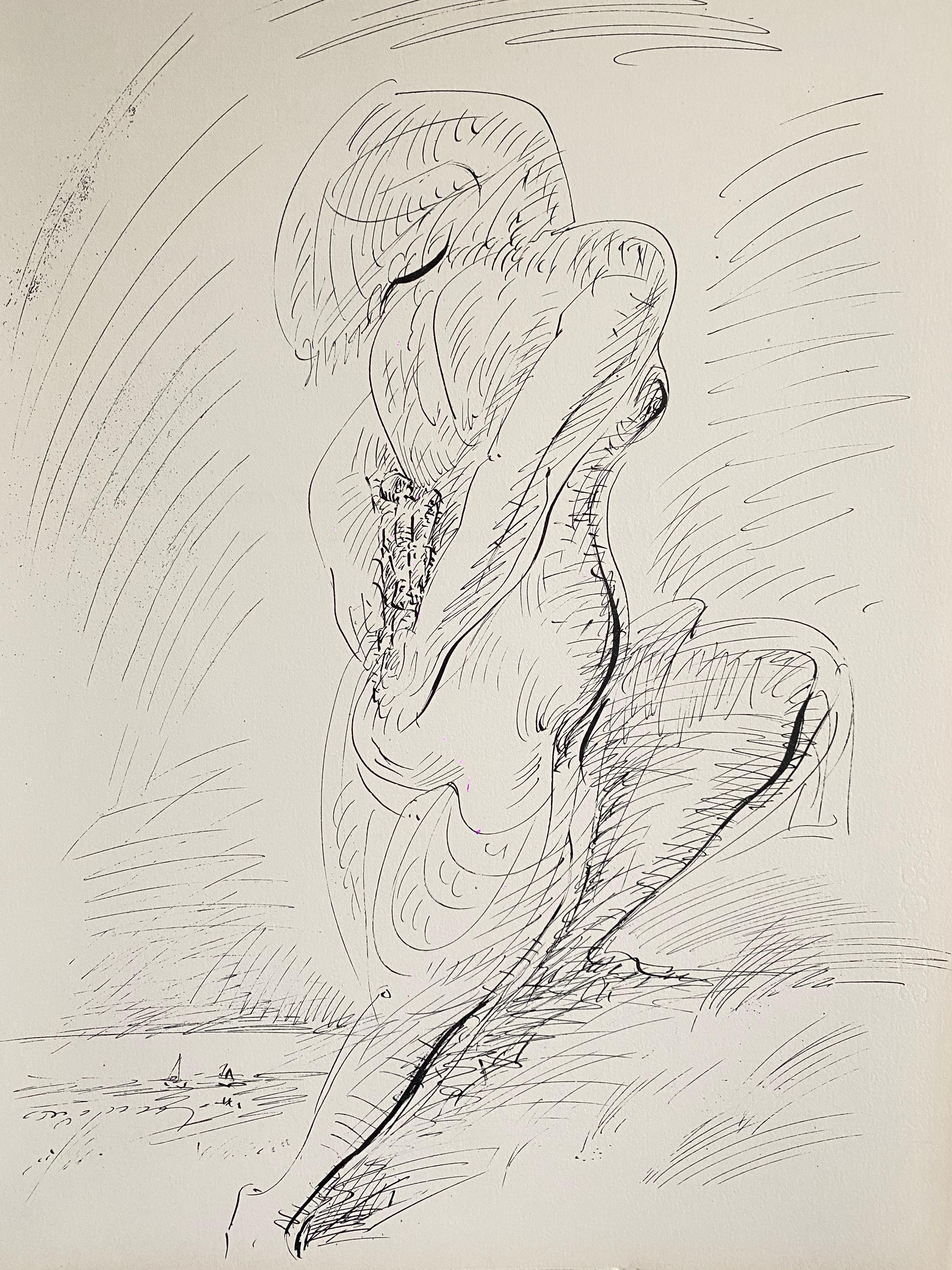 André Masson Figurative Print - French Abstract Surrealist Lithograph Andre Masson Mourlot Paris Limited Edition