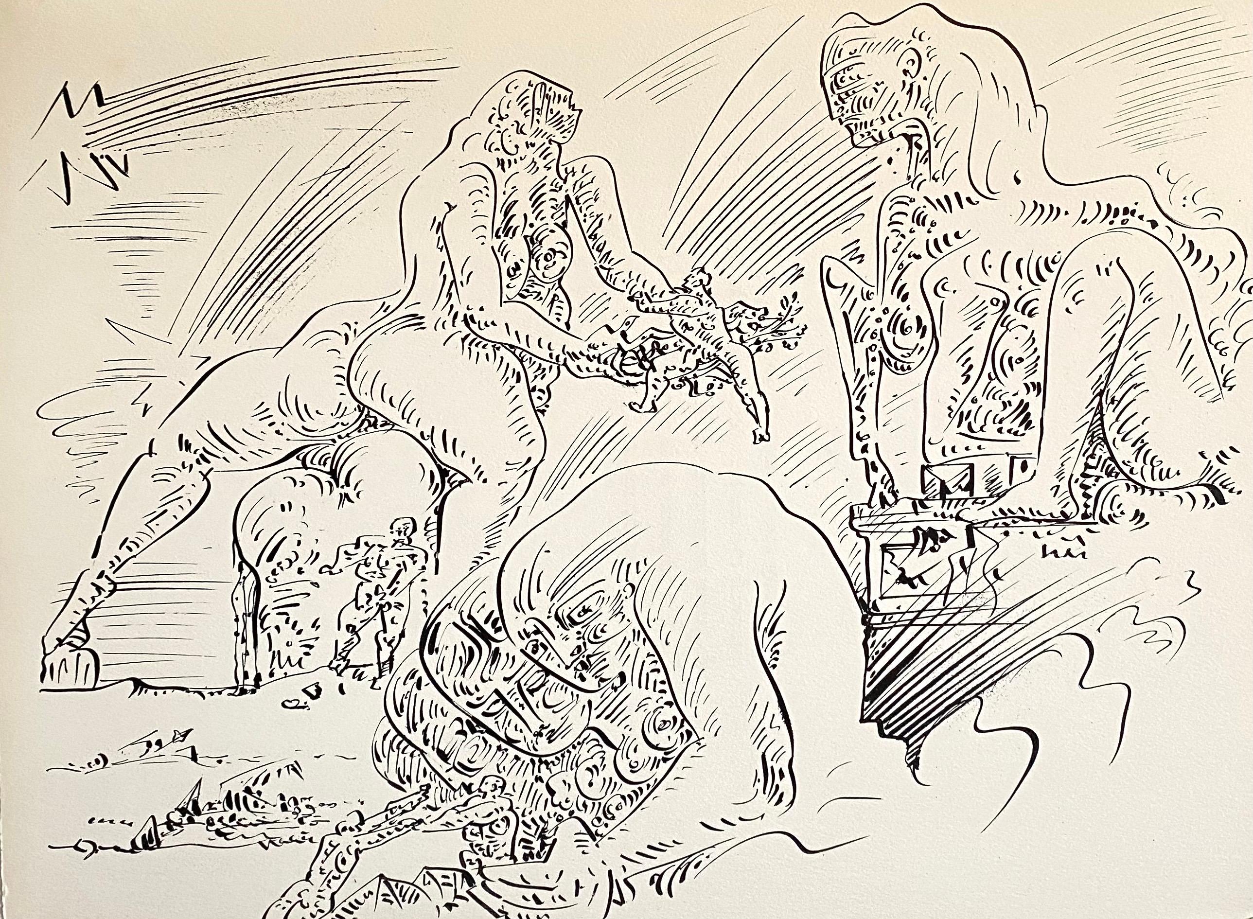 Litografía Surrealista Abstracta Francesa Andre Masson Mourlot Paris Edición Limitada