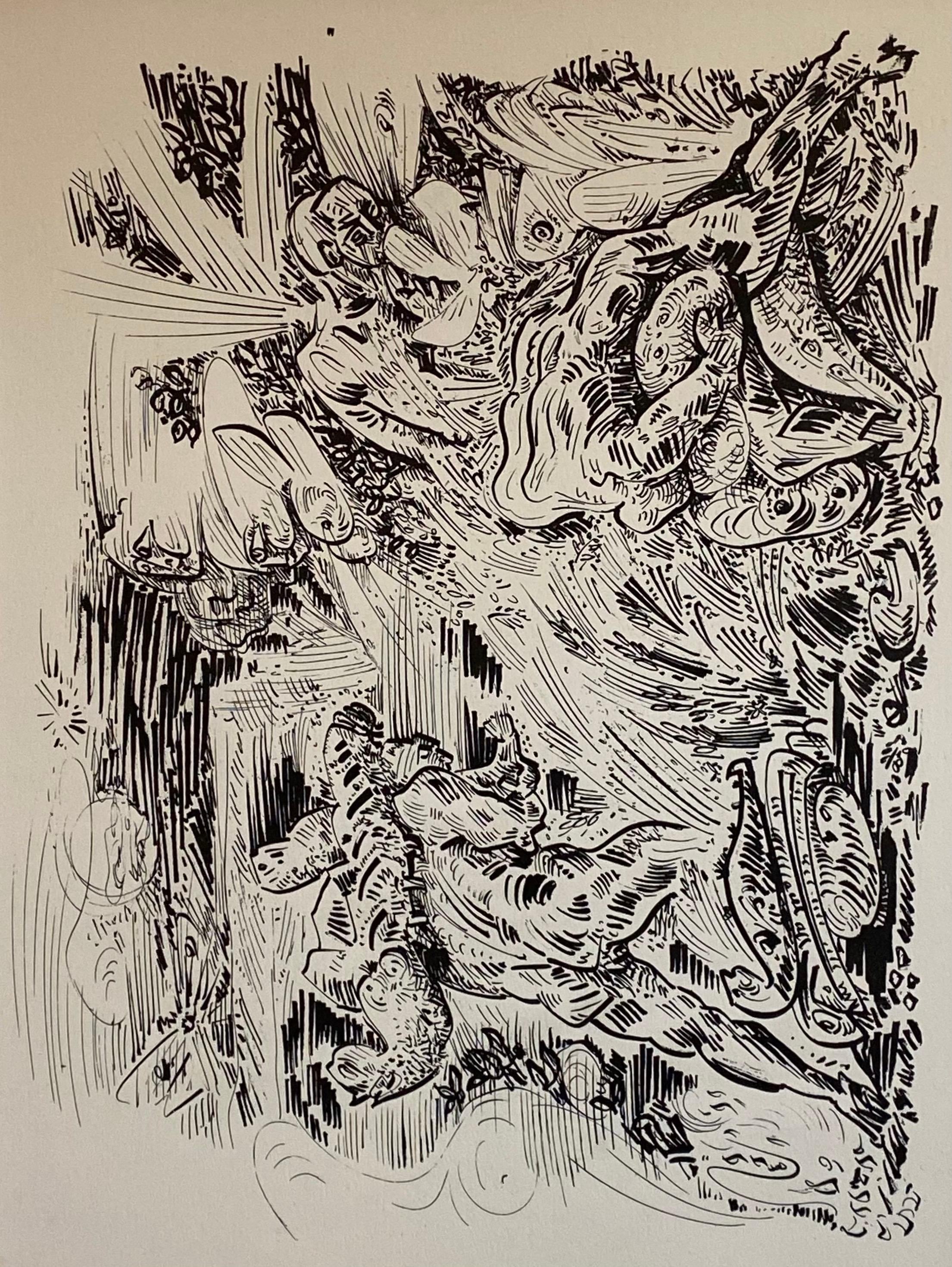 Litografía Surrealista Abstracta Francesa Andre Masson Mourlot Paris Edición Limitada