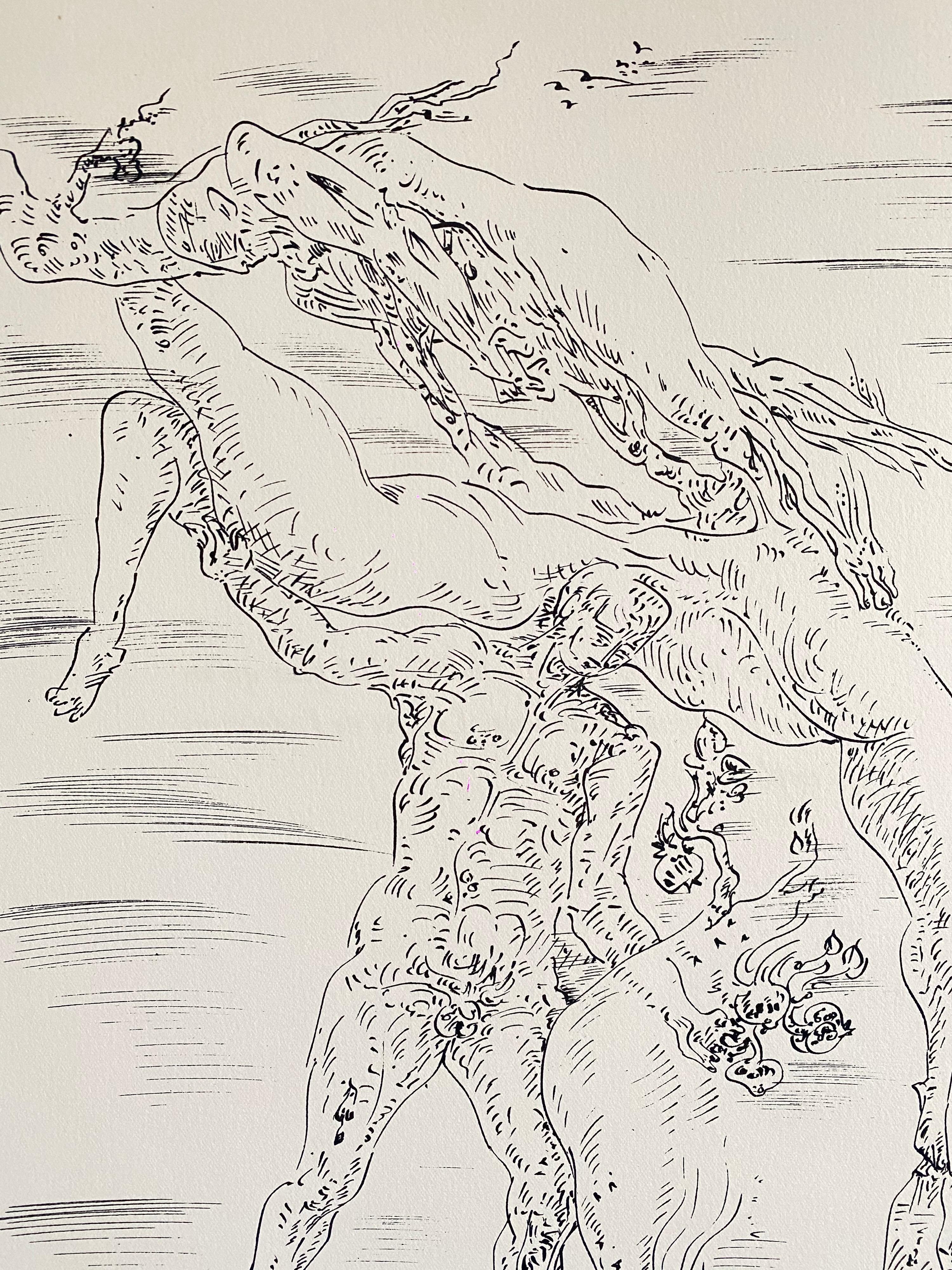 Litografía Surrealista Abstracta Francesa Andre Masson Mourlot Paris Edición Limitada