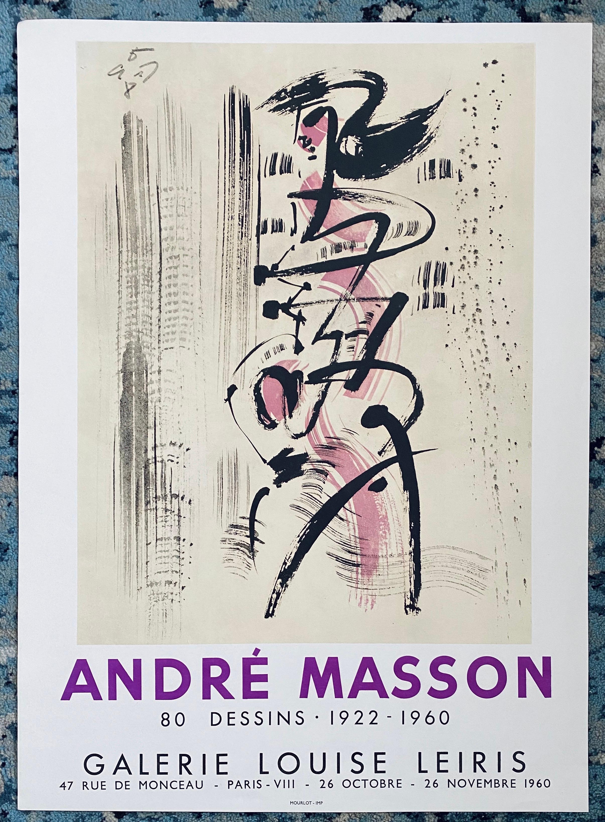 Litografia francese astratta surrealista d'epoca Mourlot Poster Andre Masson - Print Surrealismo di André Masson