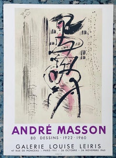 French Abstract Surrealist Vintage Lithograph Mourlot Poster Andre Masson