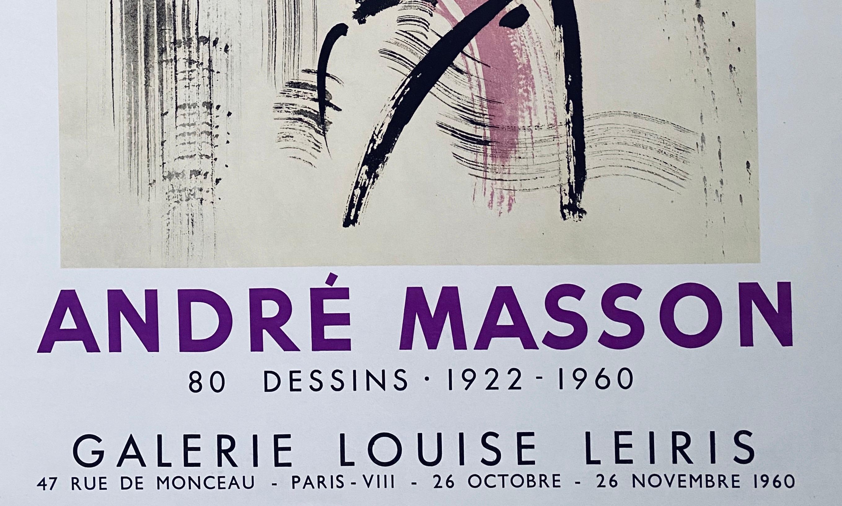 Litografia francese astratta surrealista d'epoca Mourlot Poster Andre Masson in vendita 1