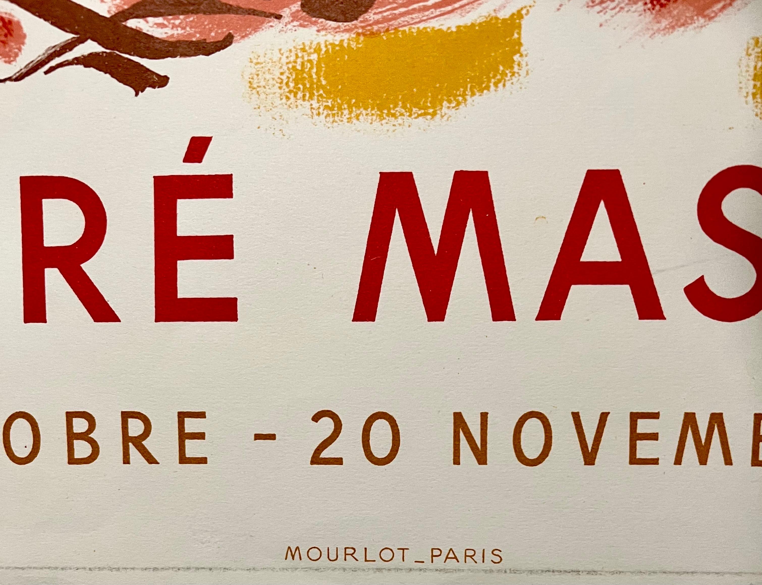 Französische abstrakte Surrealistische Vintage-Lithographie Mourlot-Poster Andre Masson 6