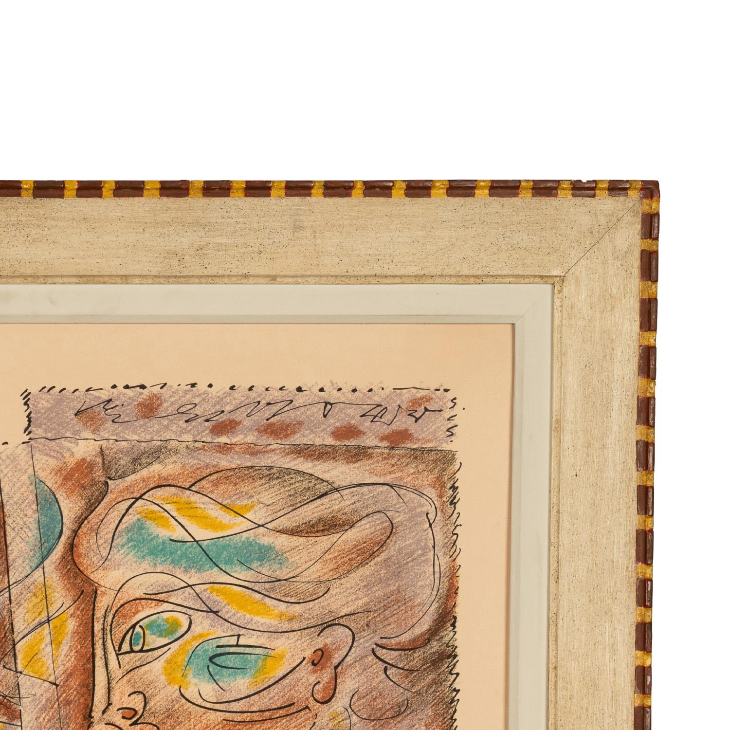 Französische surrealistische Farbradierung 