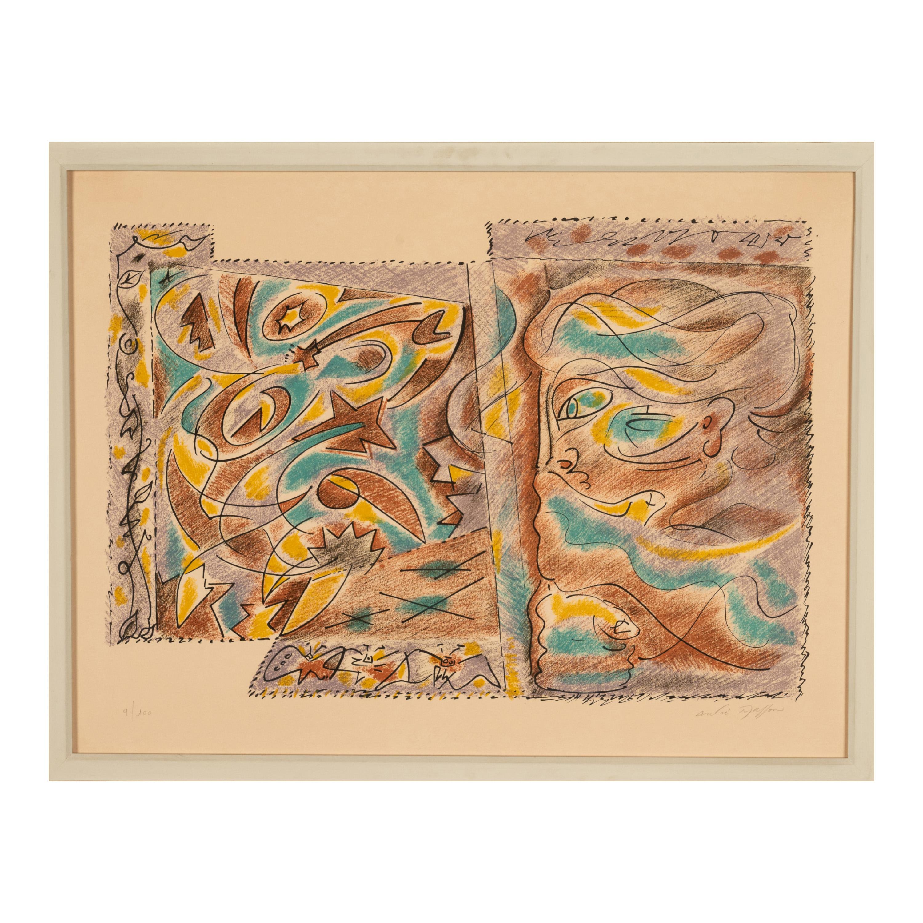 Französische surrealistische Farbradierung 