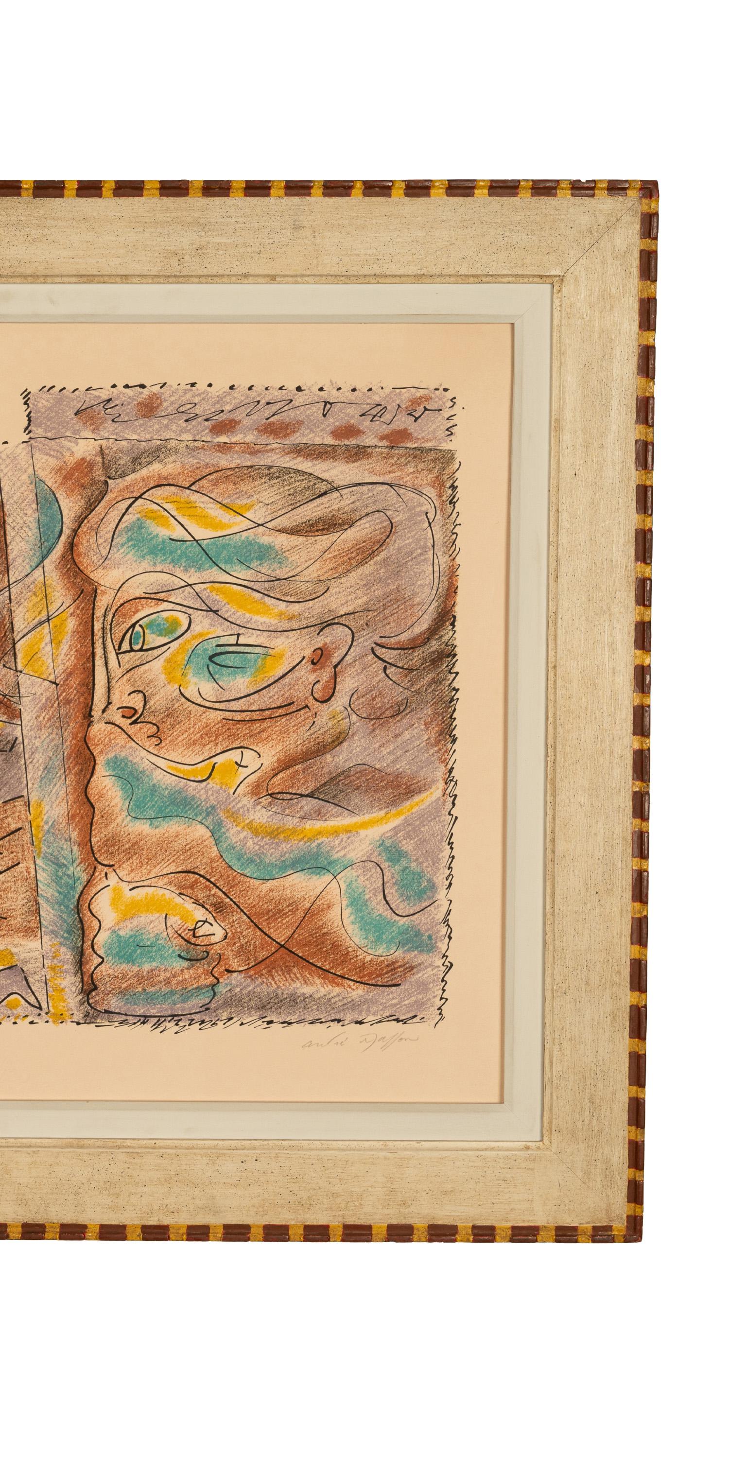 Eine sehr attraktive französische surrealistische Farbradierung von Andre Masson (1896-1987), signiert und nummeriert.
Die Radierung trägt den französischen Titel 