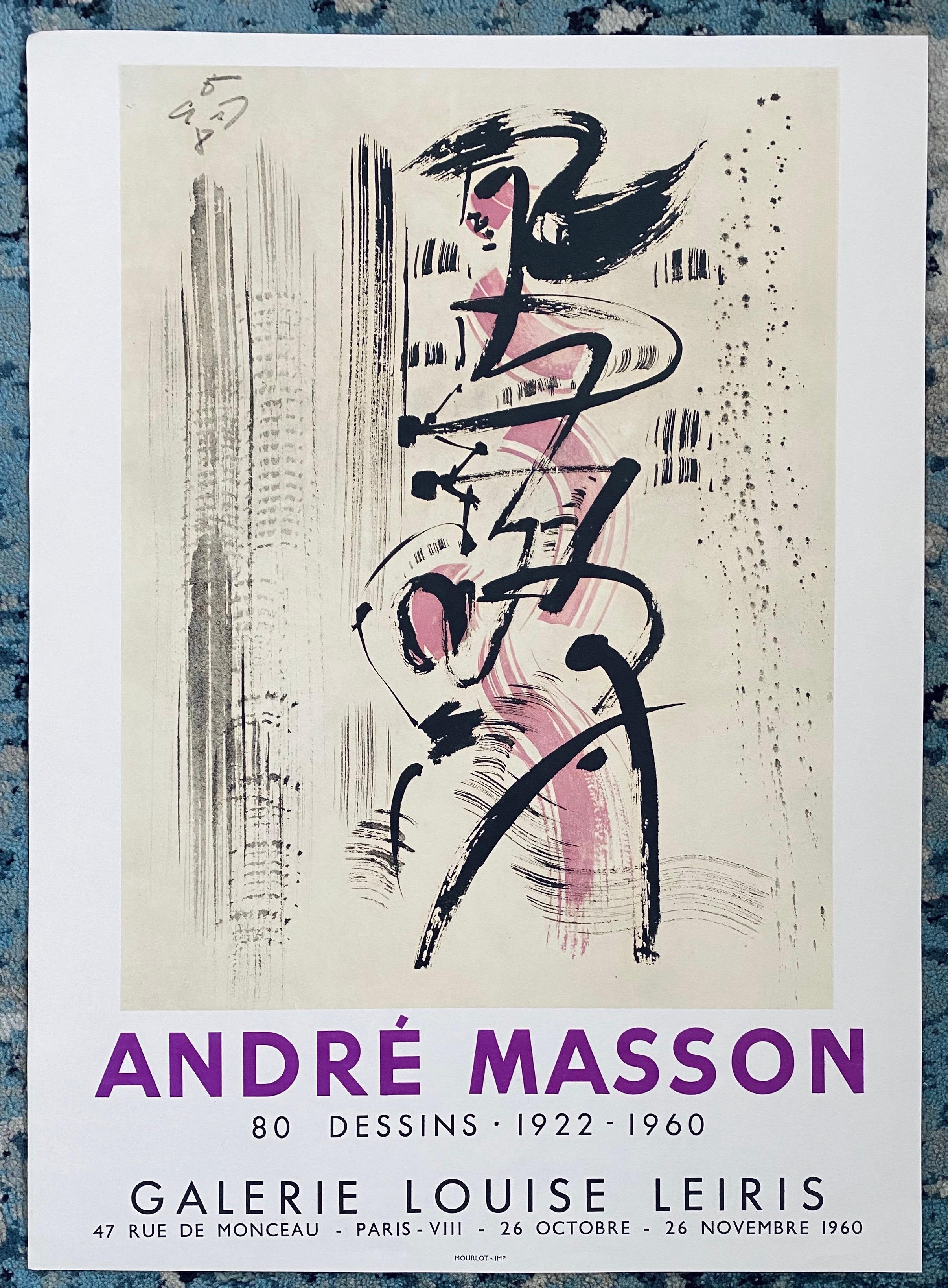 Abstrakte, surrealistische Vintage-Lithographie Mourlot, Poster Andre Masson, Andre Masson (Surrealismus), Print, von André Masson