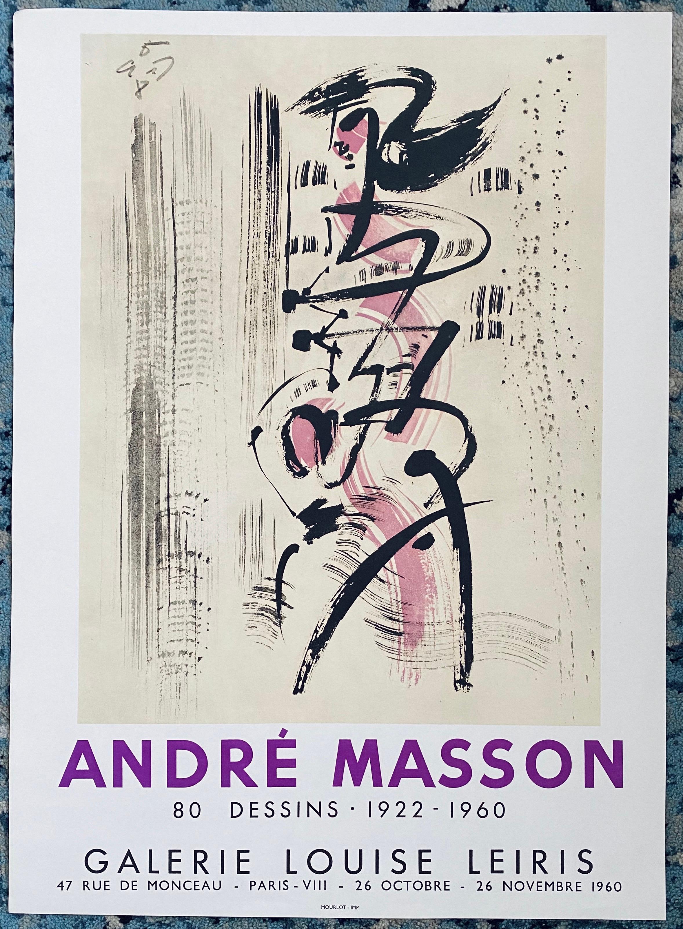 French Abstract Surrealist Vintage Lithograph Mourlot Poster Andre Masson For Sale 3