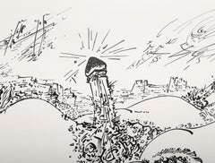 Hilles et vallées, lithographie surréaliste d'Andre Masson