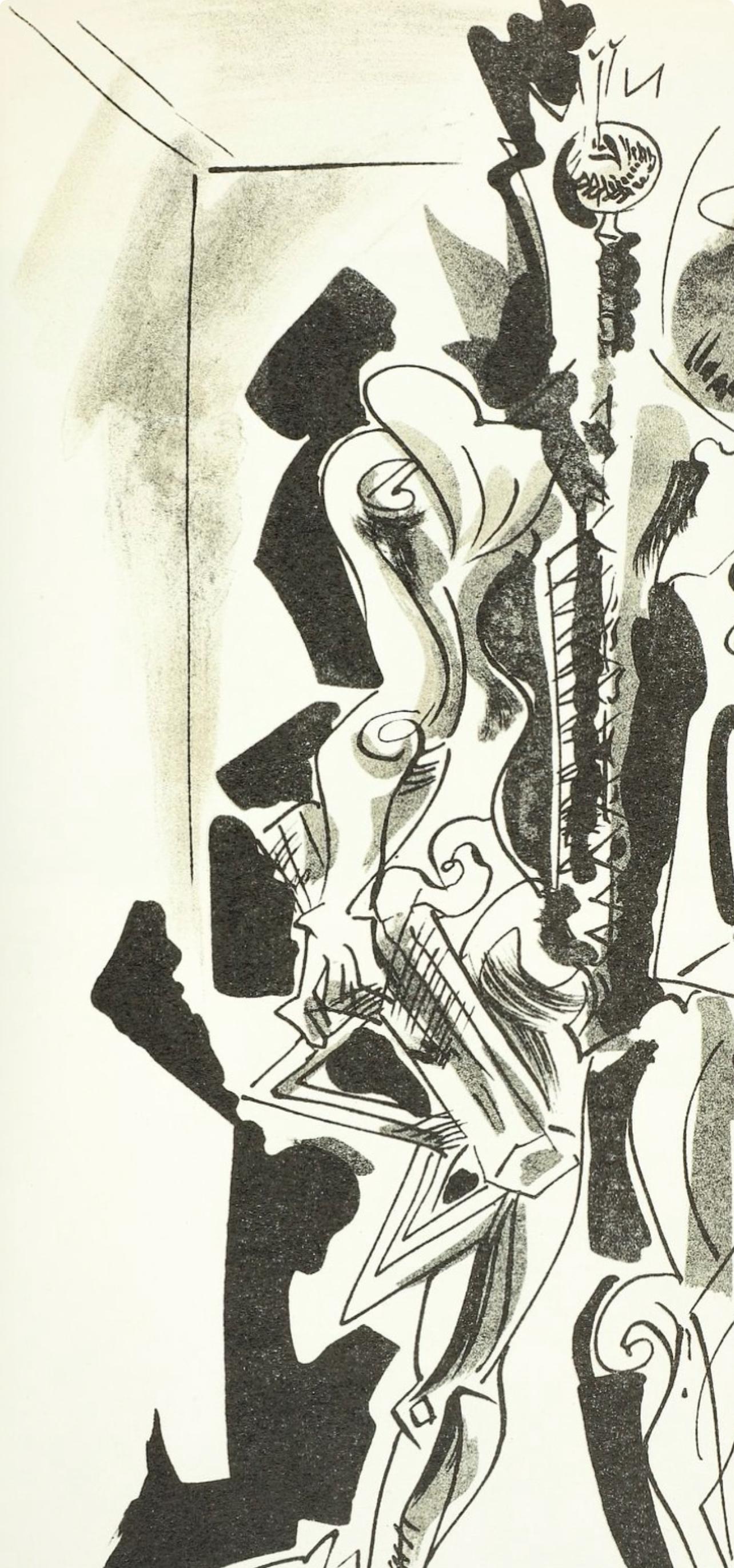 Hommage à Dorothea Tanning, Société internationale d'art XXe siècle - Beige Abstract Print by André Masson
