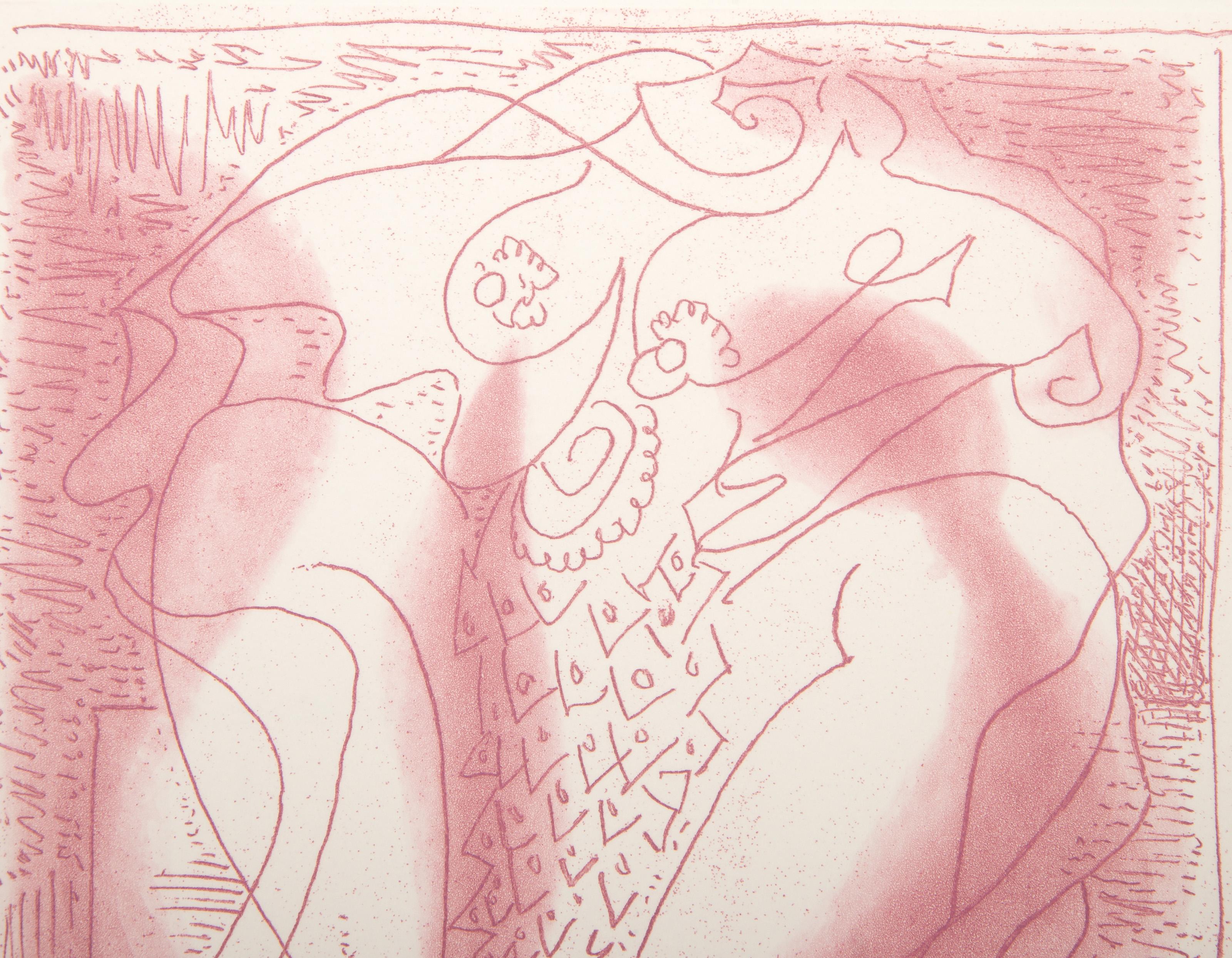 La femme au poisson, Surrealist Etching by Andre Masson - Print by André Masson