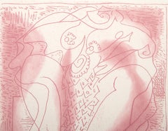 La femme au poisson, Surrealist Etching by Andre Masson