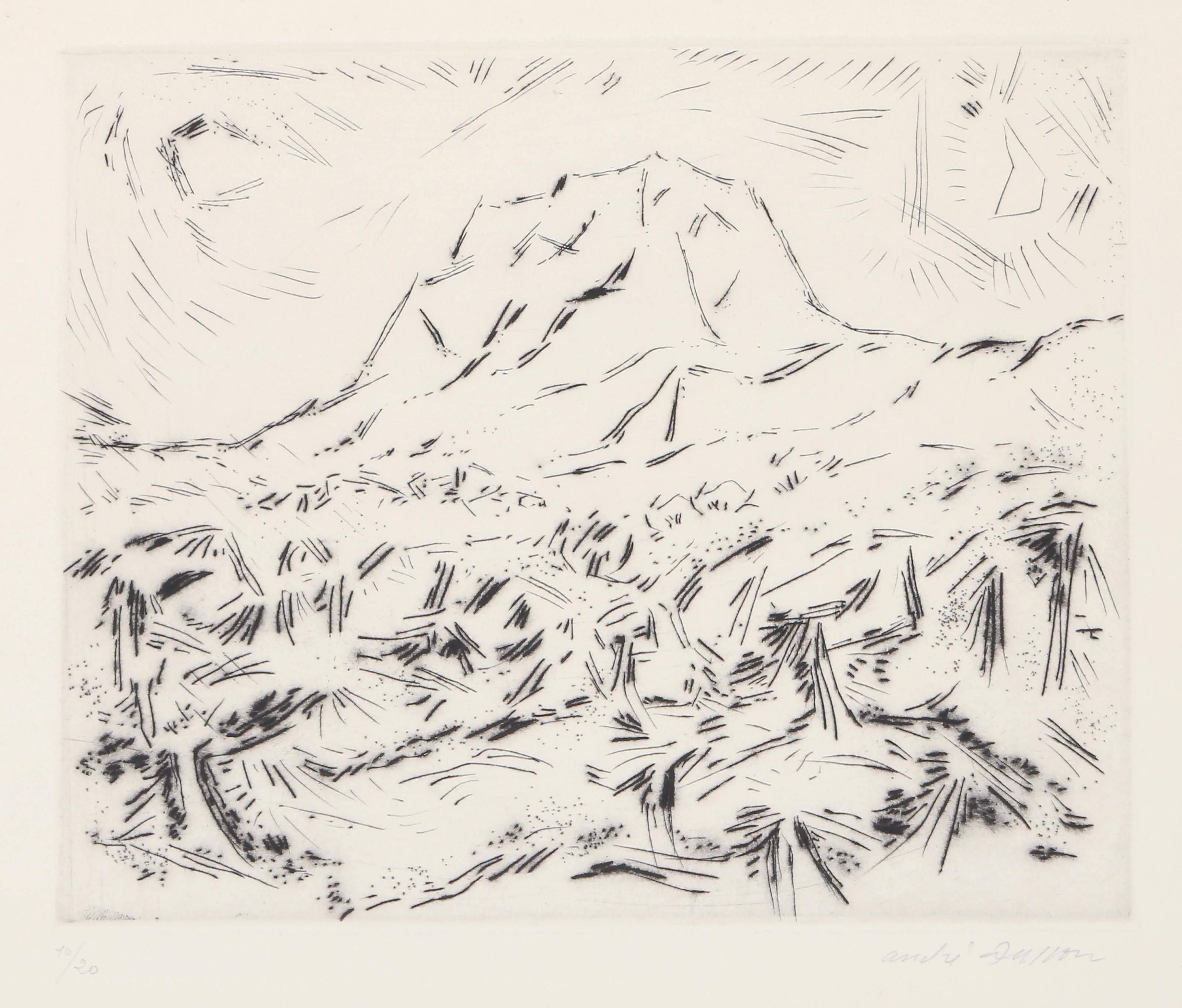 La montagne Sainte-Victoire, Surrealist Etching by André Masson
