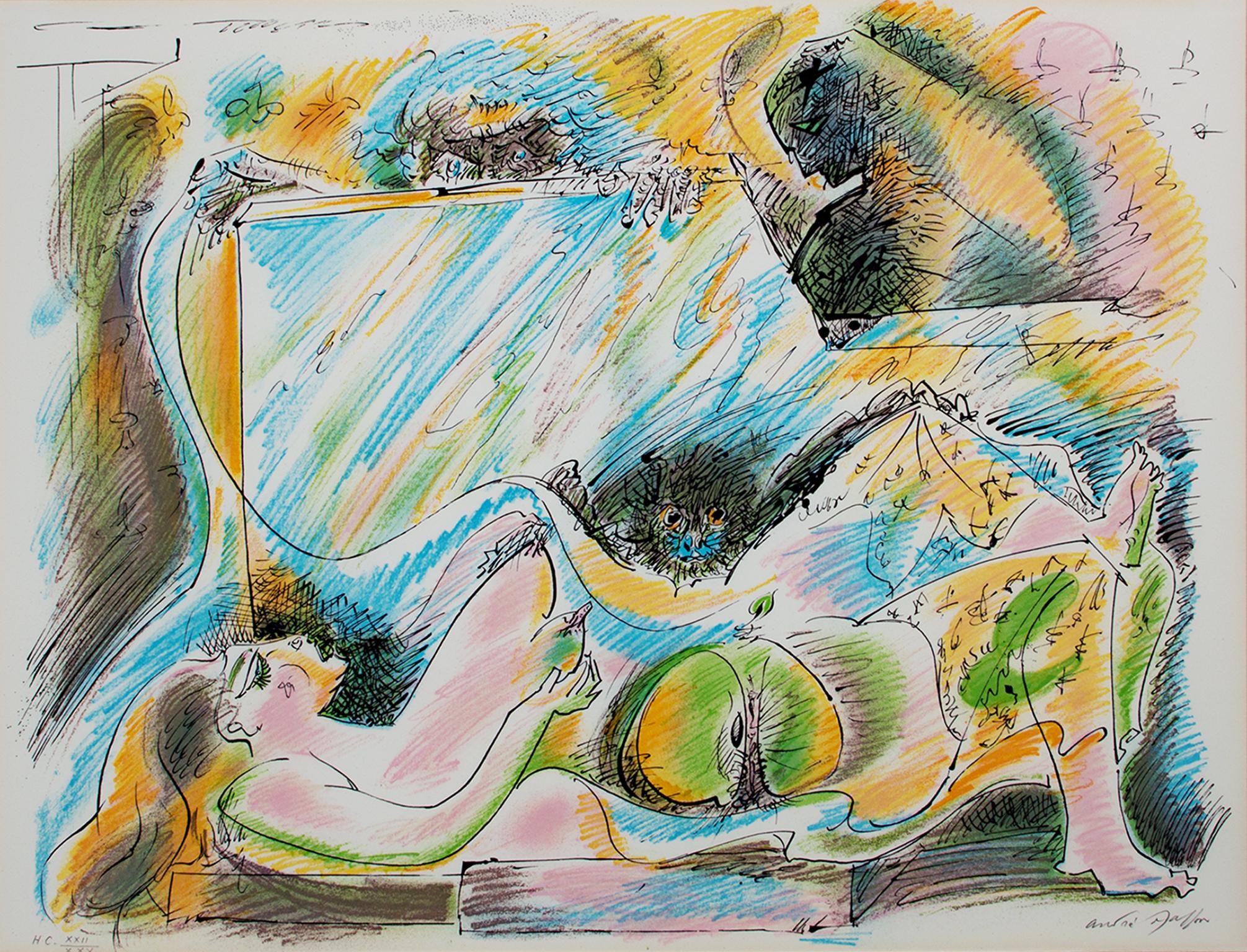 André Masson Figurative Print - "La Naissance D'Eve" from "Je Reve, "  Color Lithograph signed by Andre Masson 