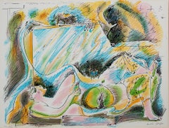 ""La Naissance D'Eve" von "Je Reve",  Farblithographie, signiert von Andre Masson 