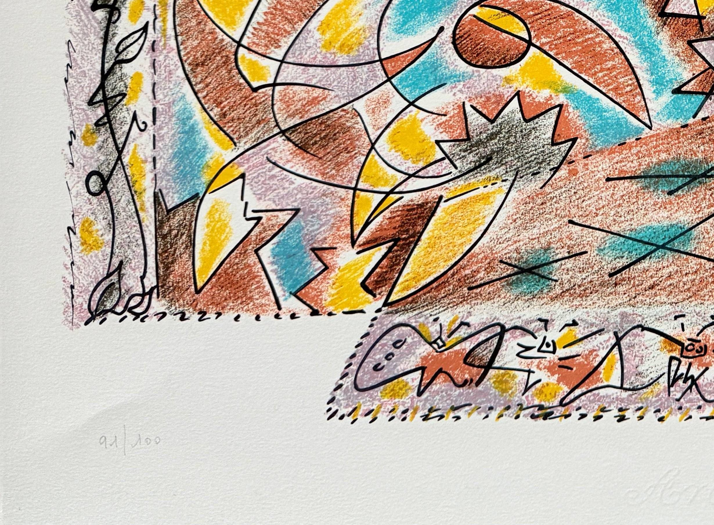 La Sibylle et les étoiles - Figurative Print Beige de André Masson