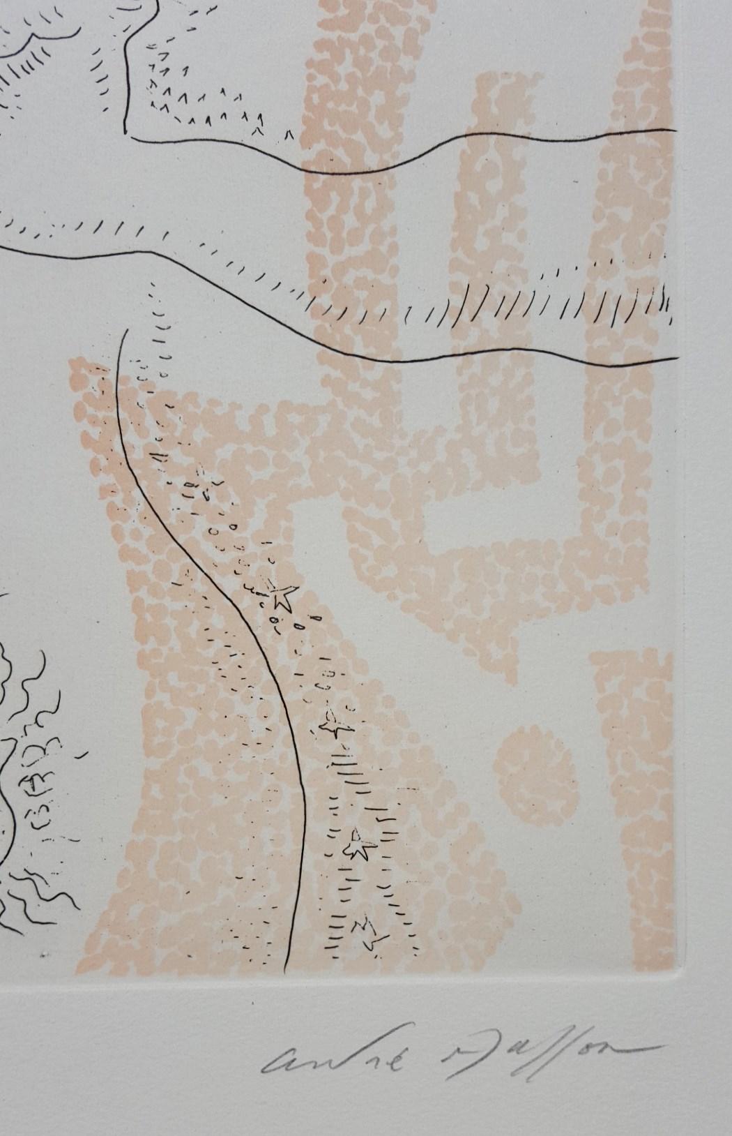 Le Fil d'Ariane (Ariadne's Clew) /// Modern Surrealism Surrelist Andre Masson - Gray Nude Print by André Masson