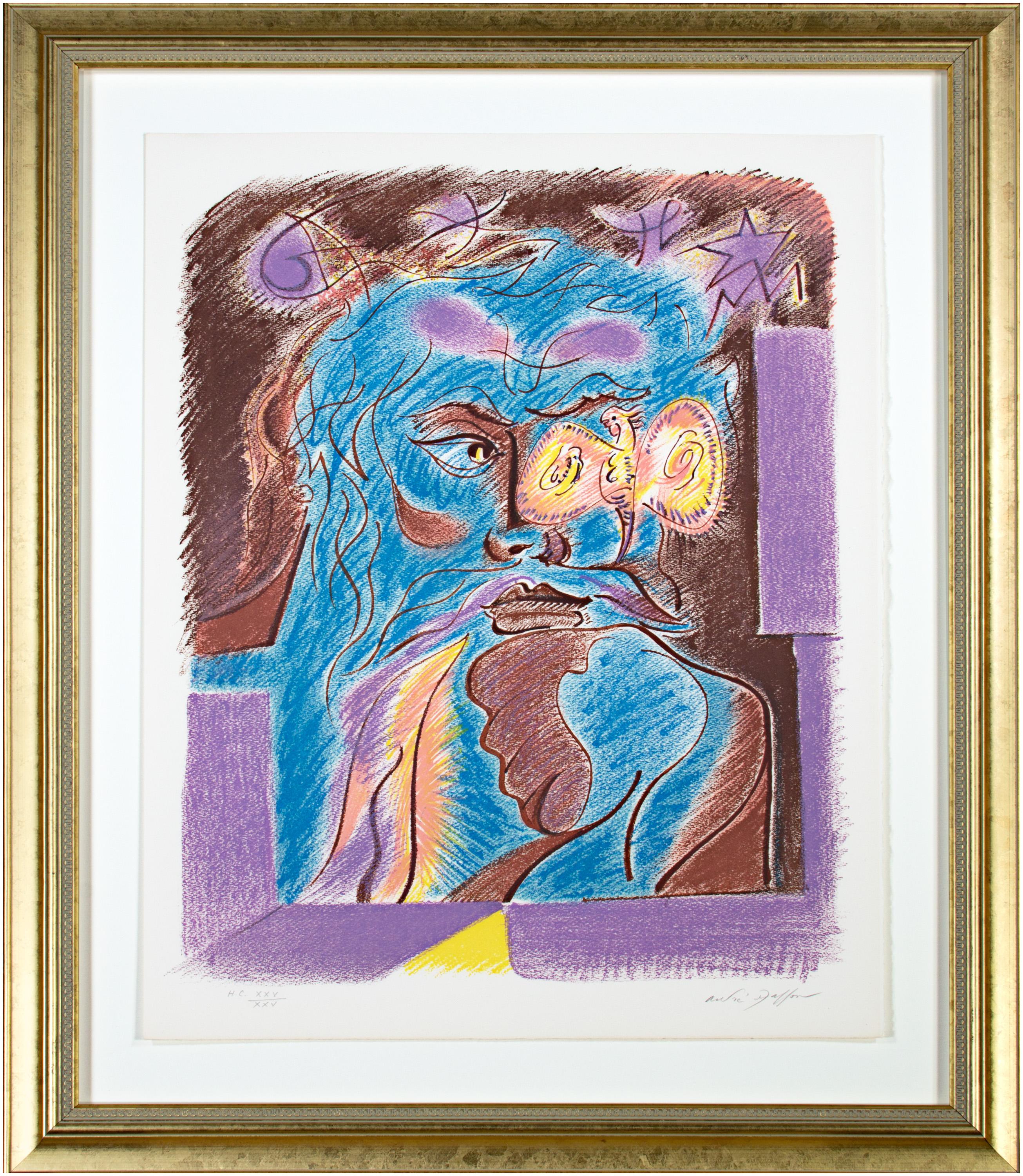 Portrait Print André Masson - « Le Philosophe Au Papillon », une lithographie originale en couleur, signée