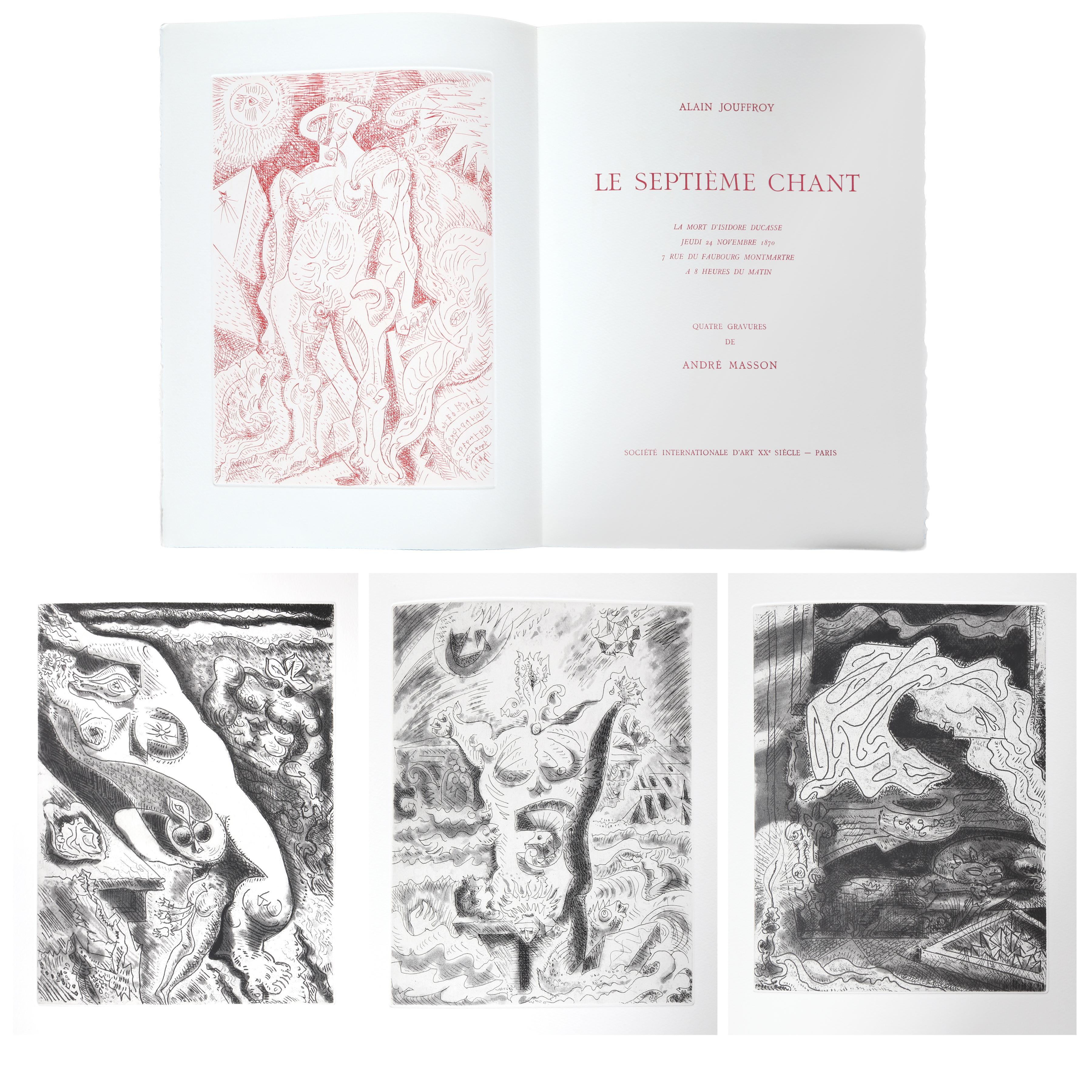 André Masson Figurative Print – Le Septieme Chant, Portfolio surrealer Radierungen von Andre Masson