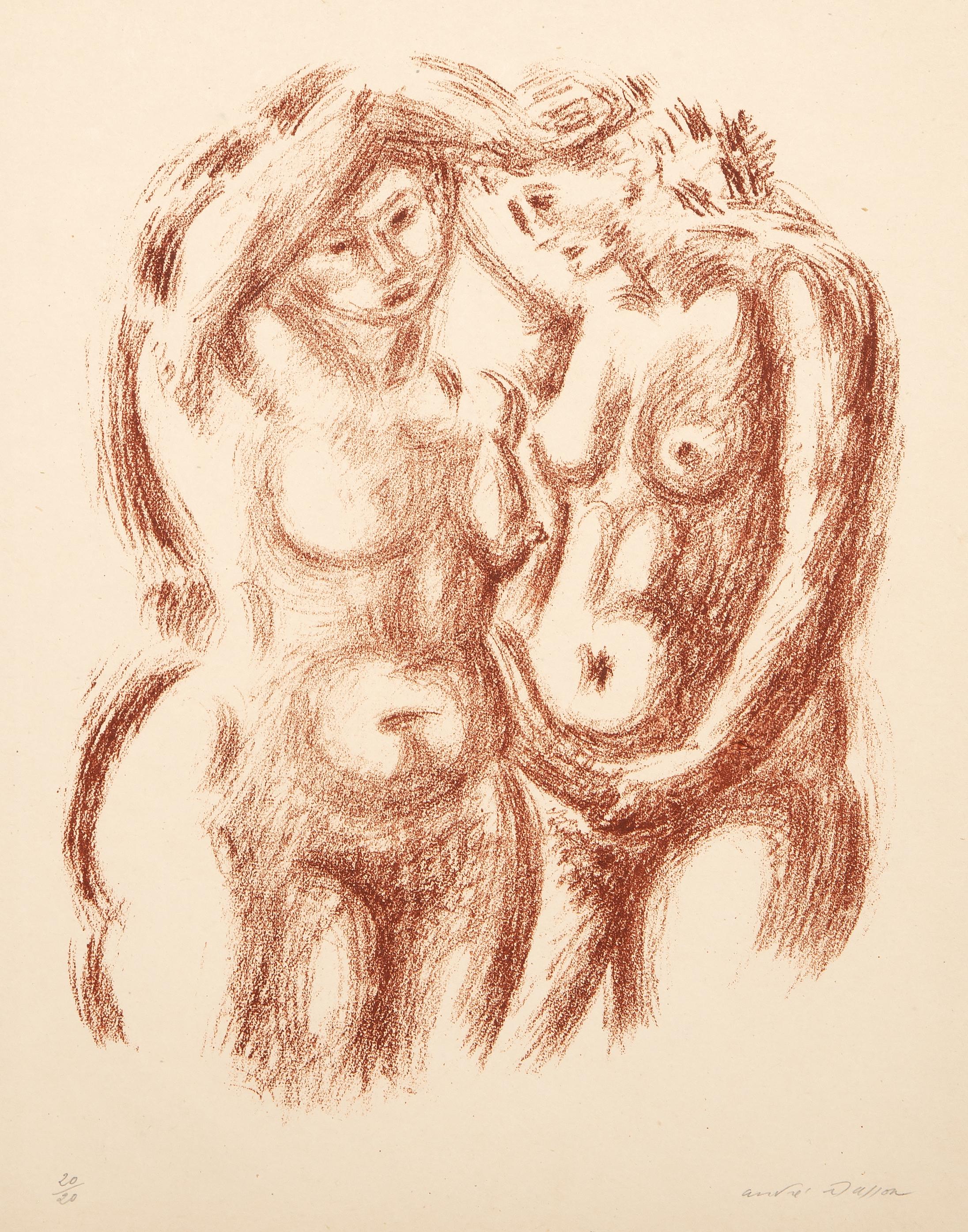 André Masson Portrait Print - Les Deux Nus, Modern Lithograph by Andre Masson