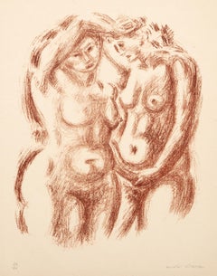 Les Deux Nus, litografia moderna di Andre Masson