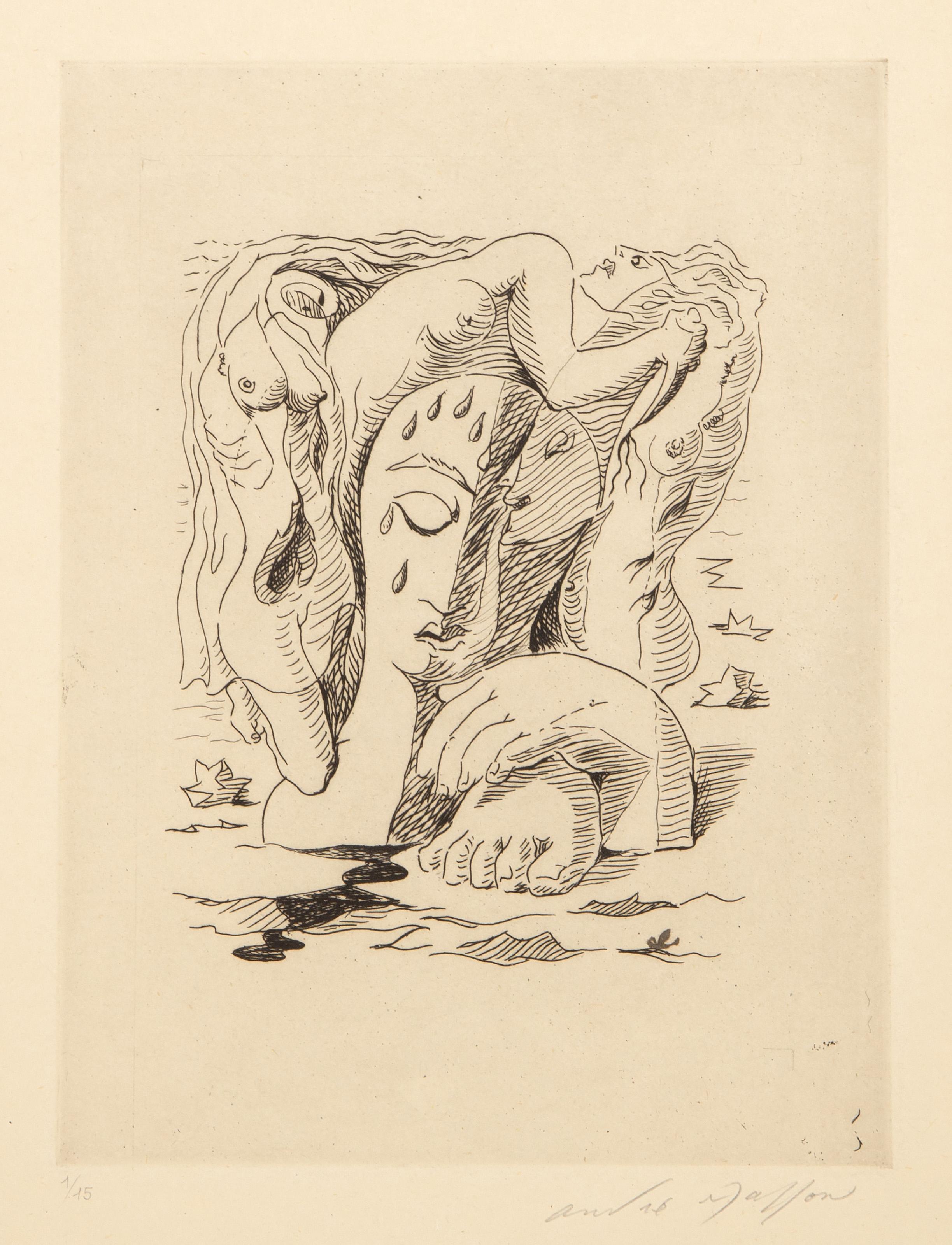 André Masson Nude Print - L'Espagne assassinée from Solidarité, Surrealist Etching by Andre Masson