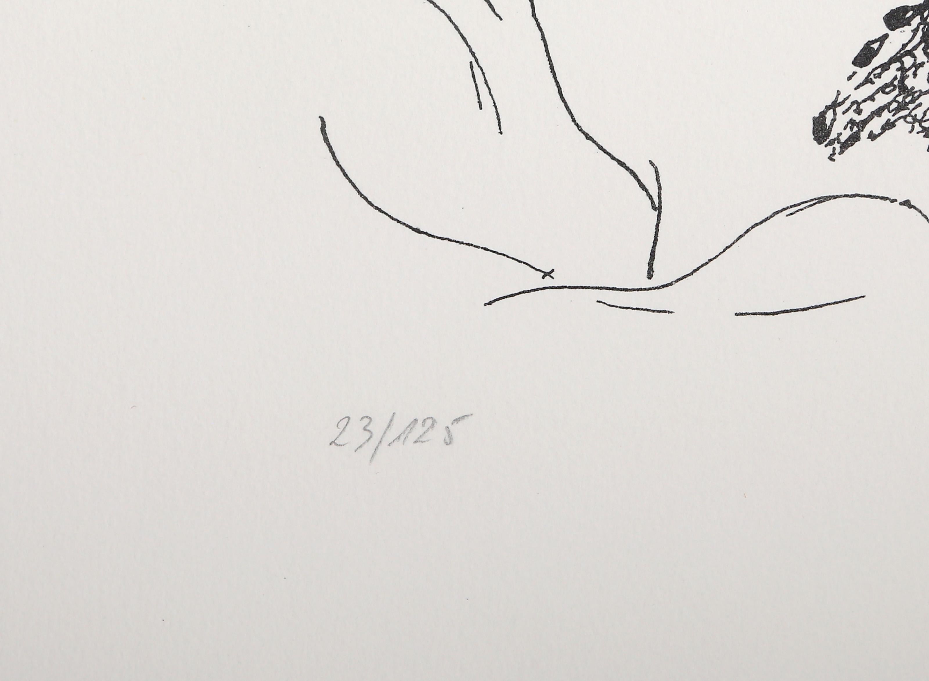 Membres, lithographie surréaliste d'Andre Masson - Gris Nude Print par André Masson