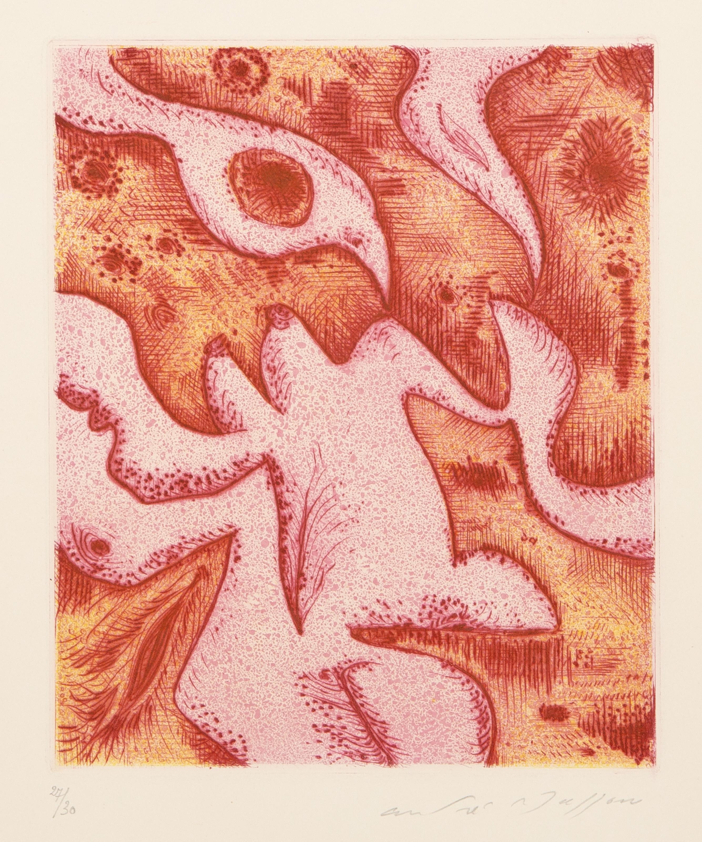 L'oiseau amoureux, acquaforte surrealista di Andre Masson - Print di André Masson