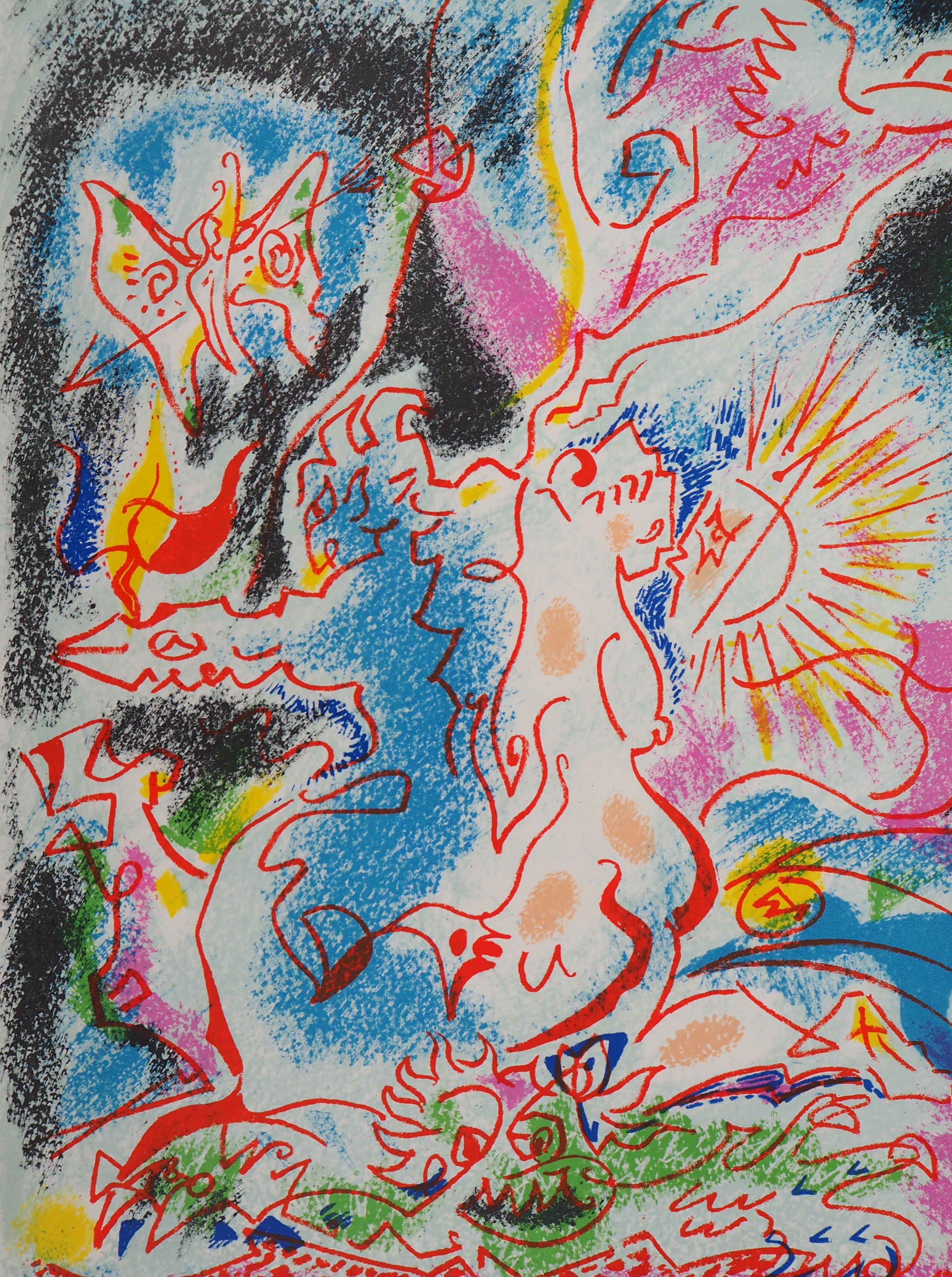Amour et psychédélisme - Lithographie originale signée à la main 1