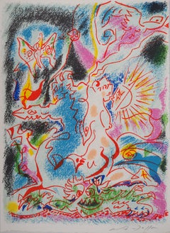 Amour et psychédélisme - Lithographie originale signée à la main