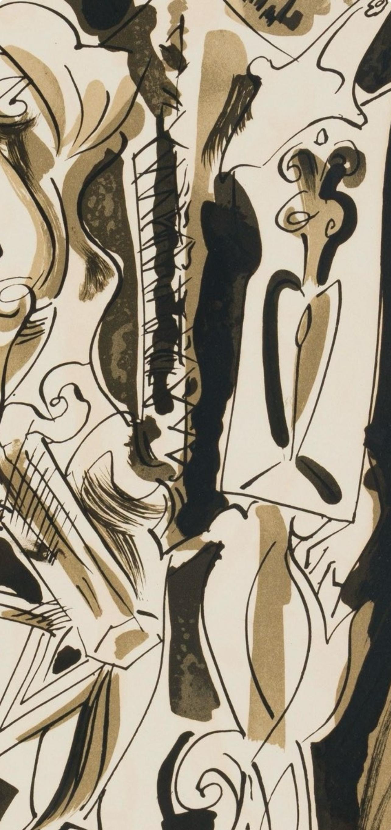 Masson, Komposition, XXe Siècle (nach) (Beige), Abstract Print, von André Masson