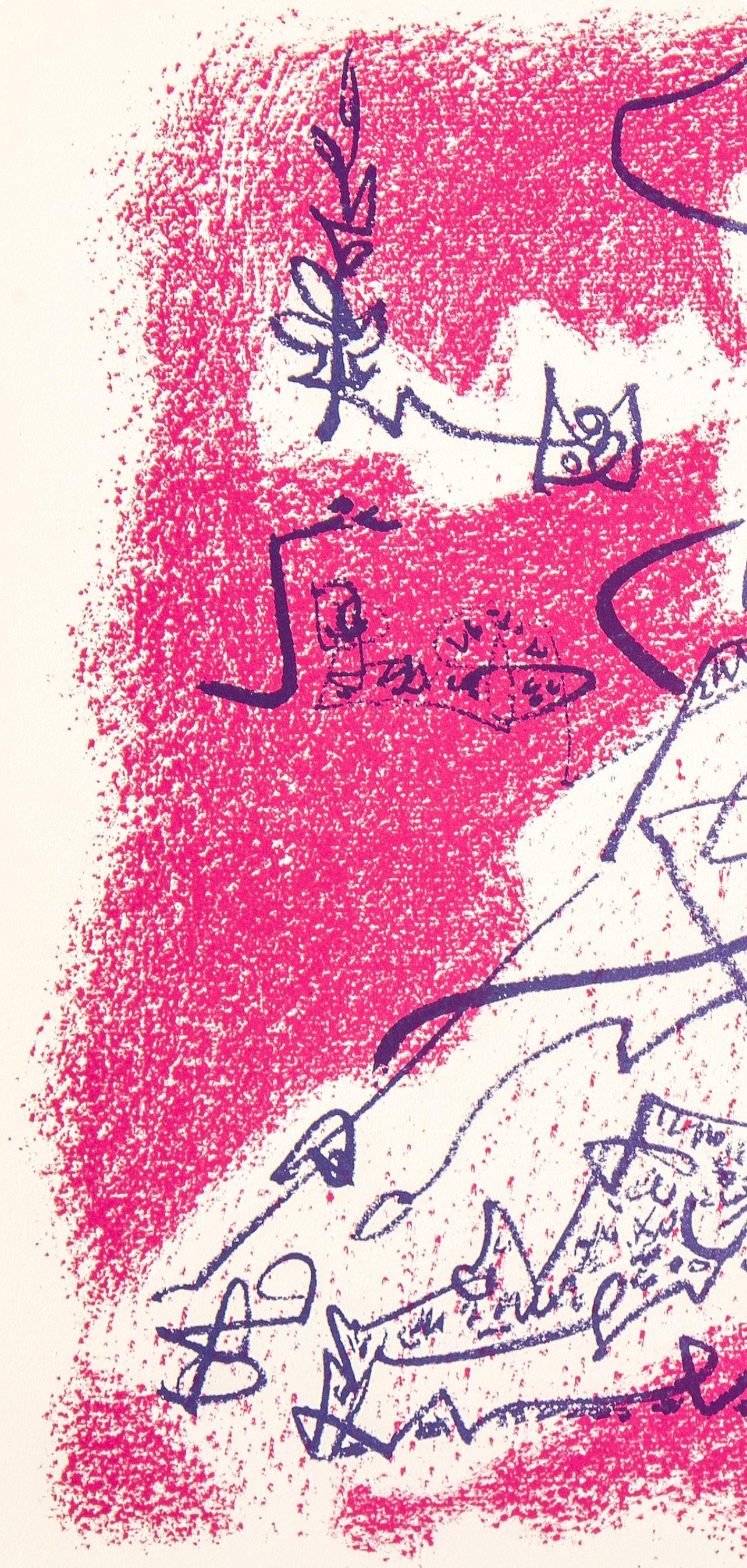 Masson, Le départ, Souvenirs et portraits d'artistes (d'après) - Rose Figurative Print par André Masson