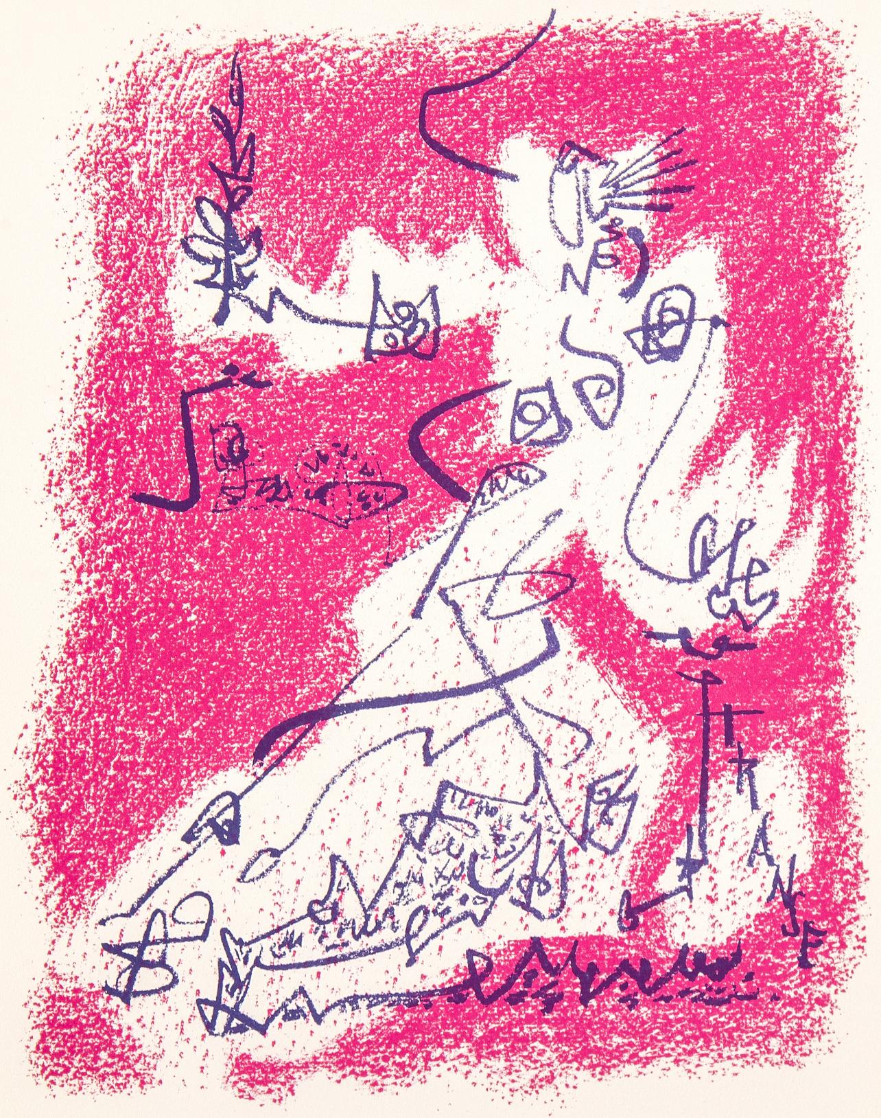 André Masson Figurative Print - Masson, Le départ, Souvenirs et portraits d'artistes (after)