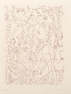 Figures nues dans un jardin, gravure surréaliste d'André Masson